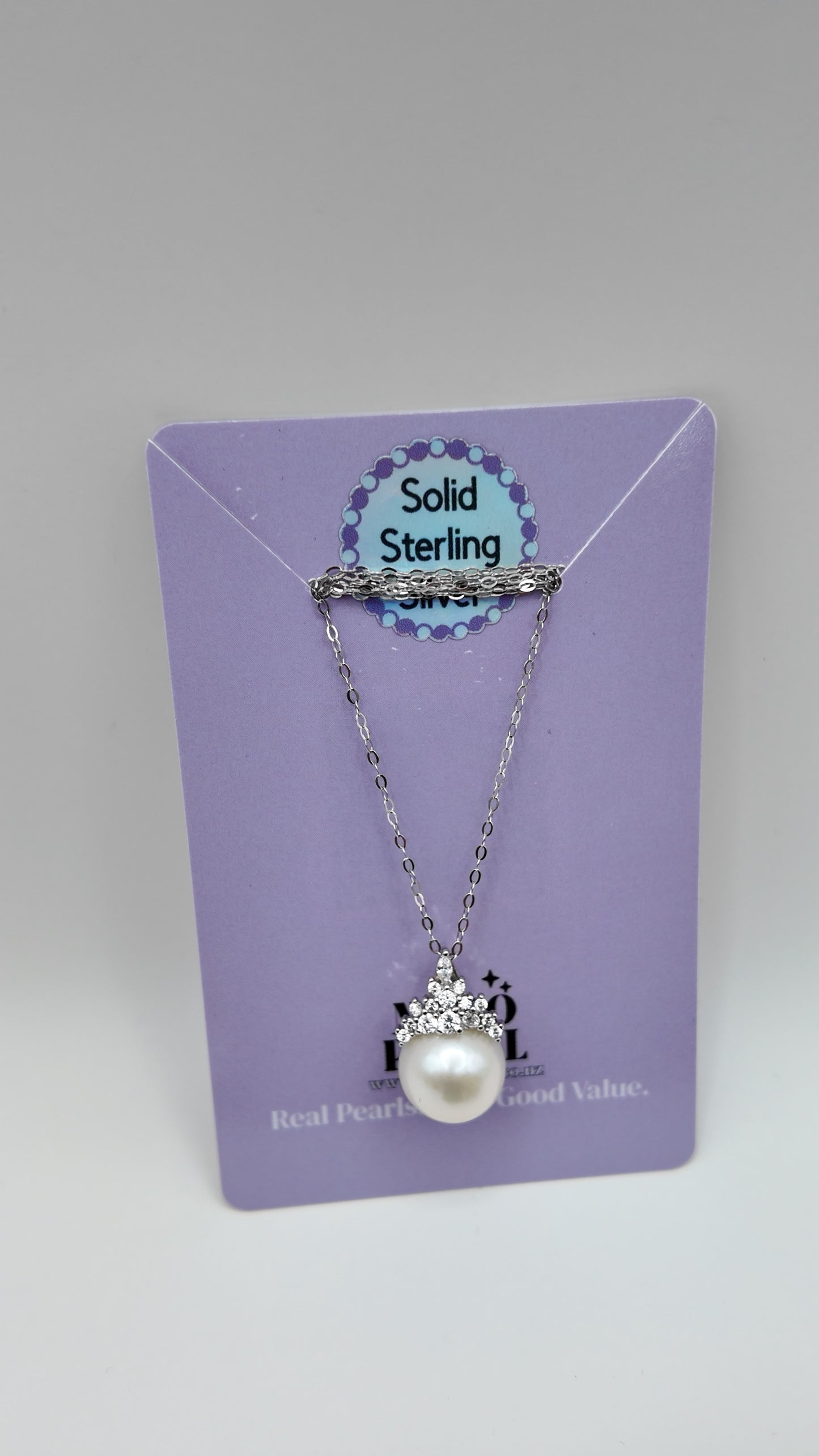 Crowned Pearl Pendant Necklace (Solid Sterling Silver)