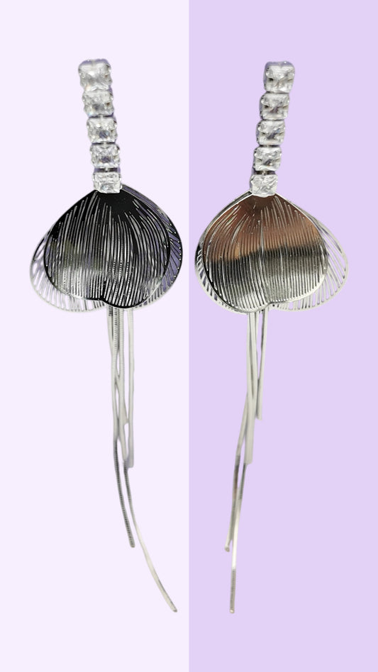 Silver Cascade Fan Earrings