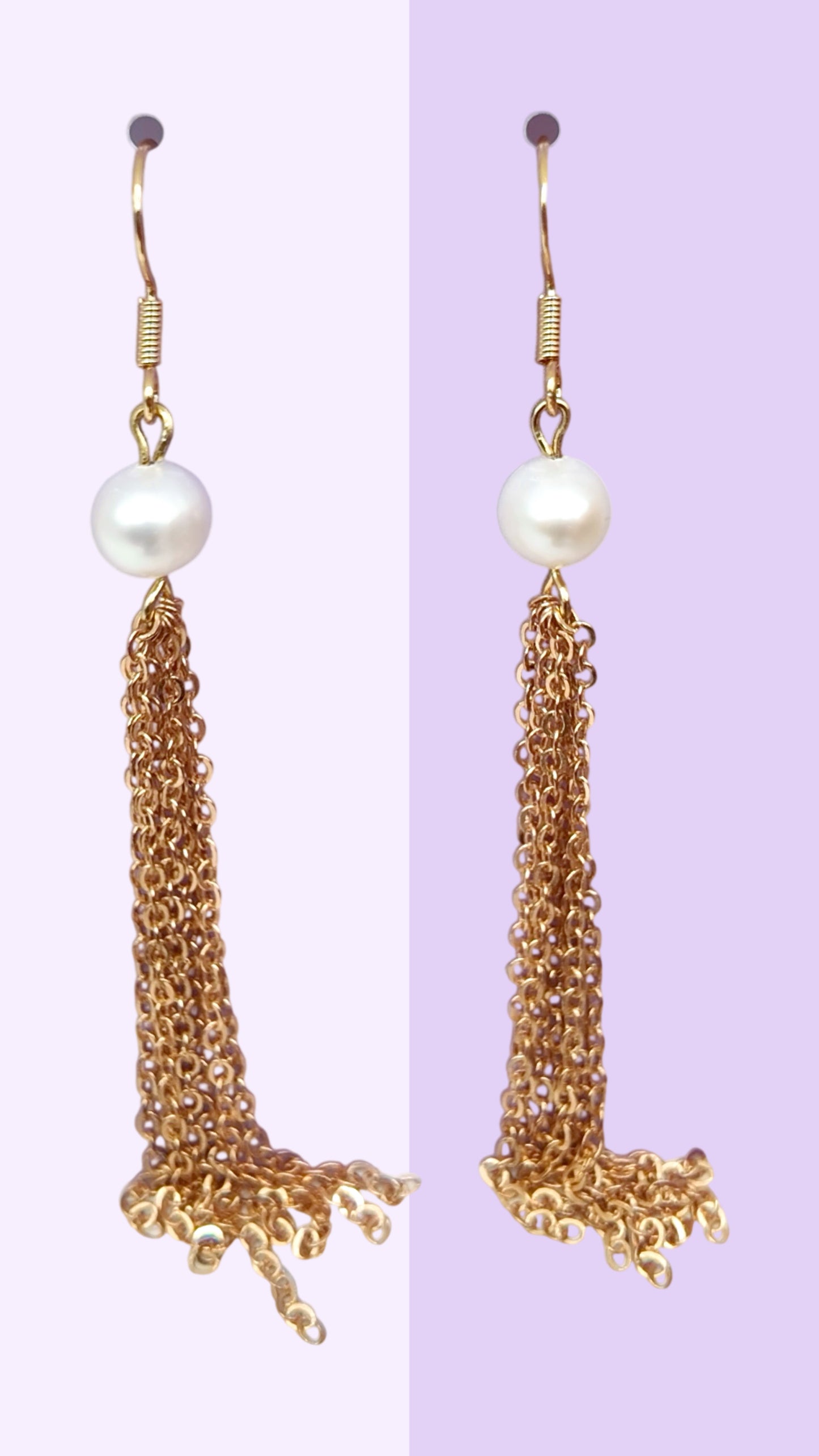 Pearl Tassel Chain Drop Earrings