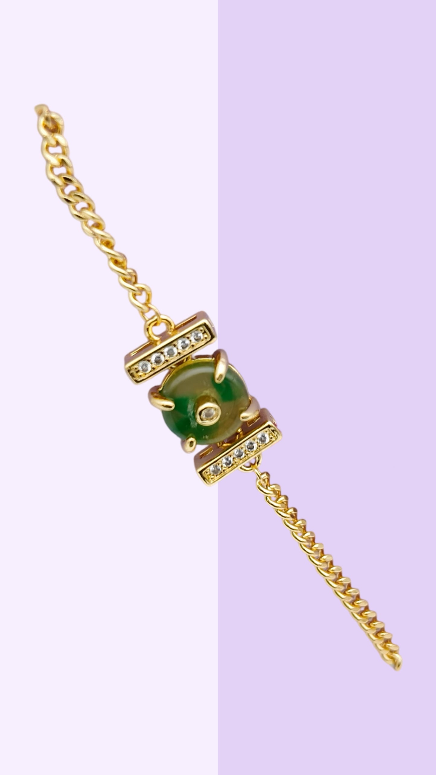 Green Jade Donut Chain Bracelet