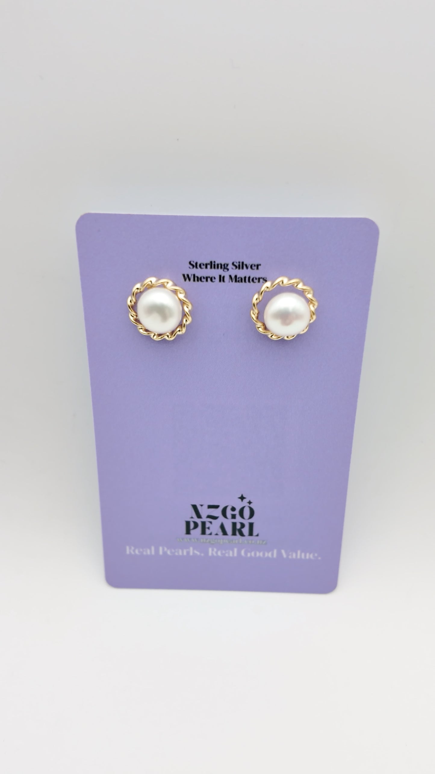 Twisted Halo Pearl Studs