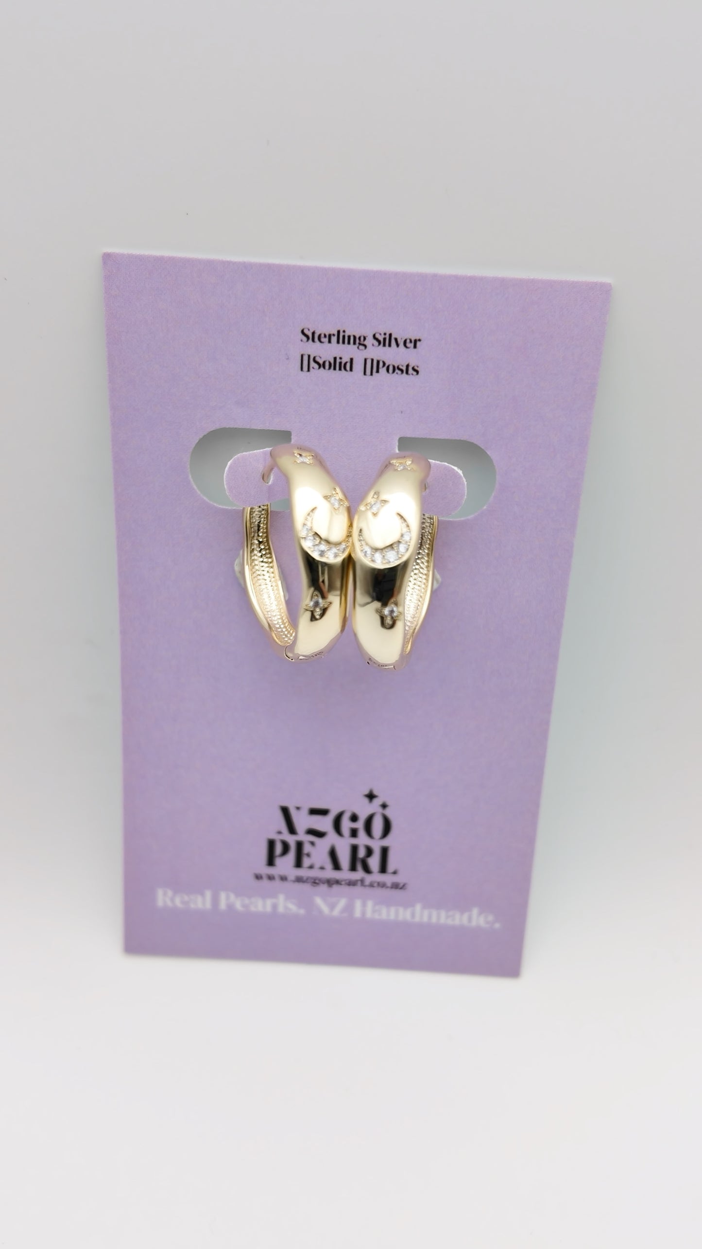 Moon & Star Gold Hoop Earrings