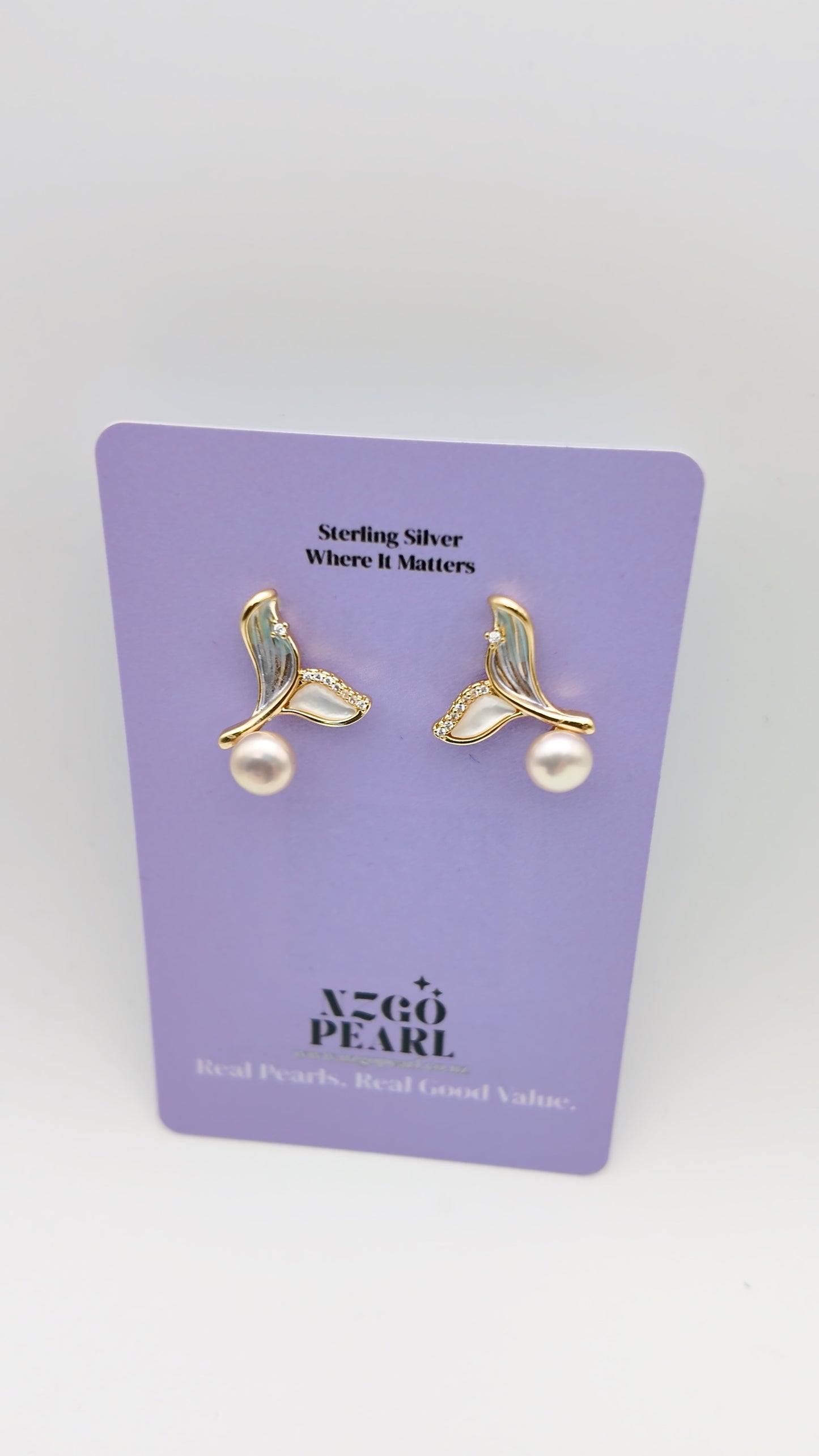 Whale Tail Pearl Earrings