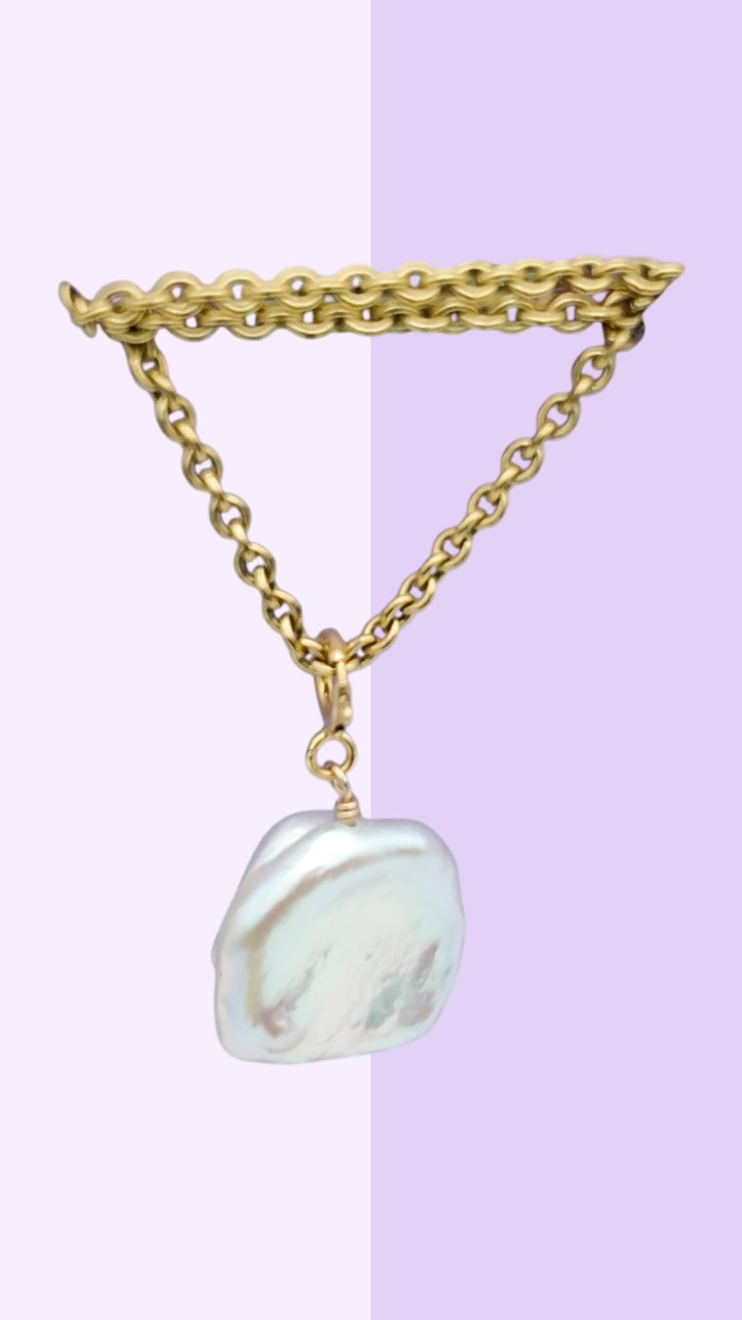 Flat Baroque Pearl Charm Pendant