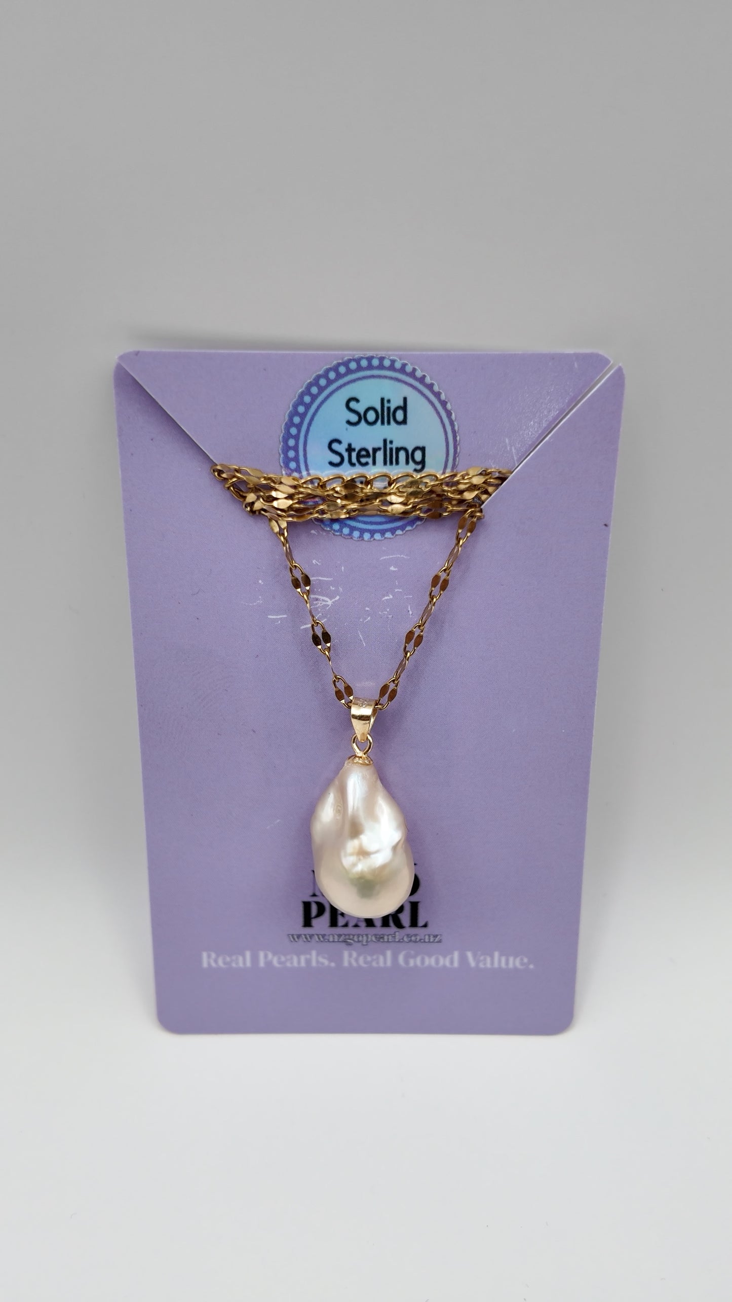Organic Baroque Pearl Pendant Necklace (Gold Tone)