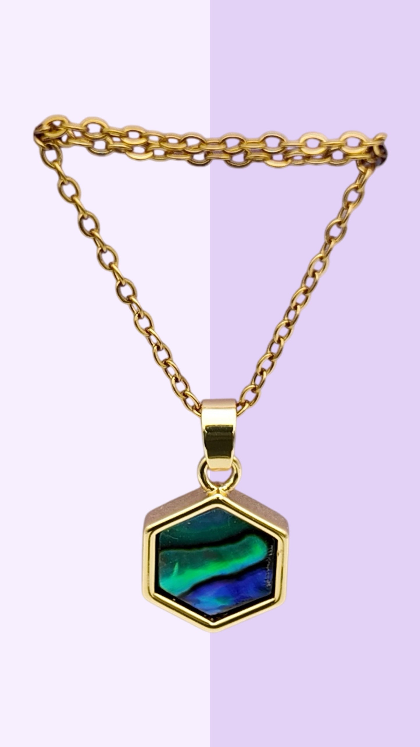 Hexagon Paua Shell Pendant