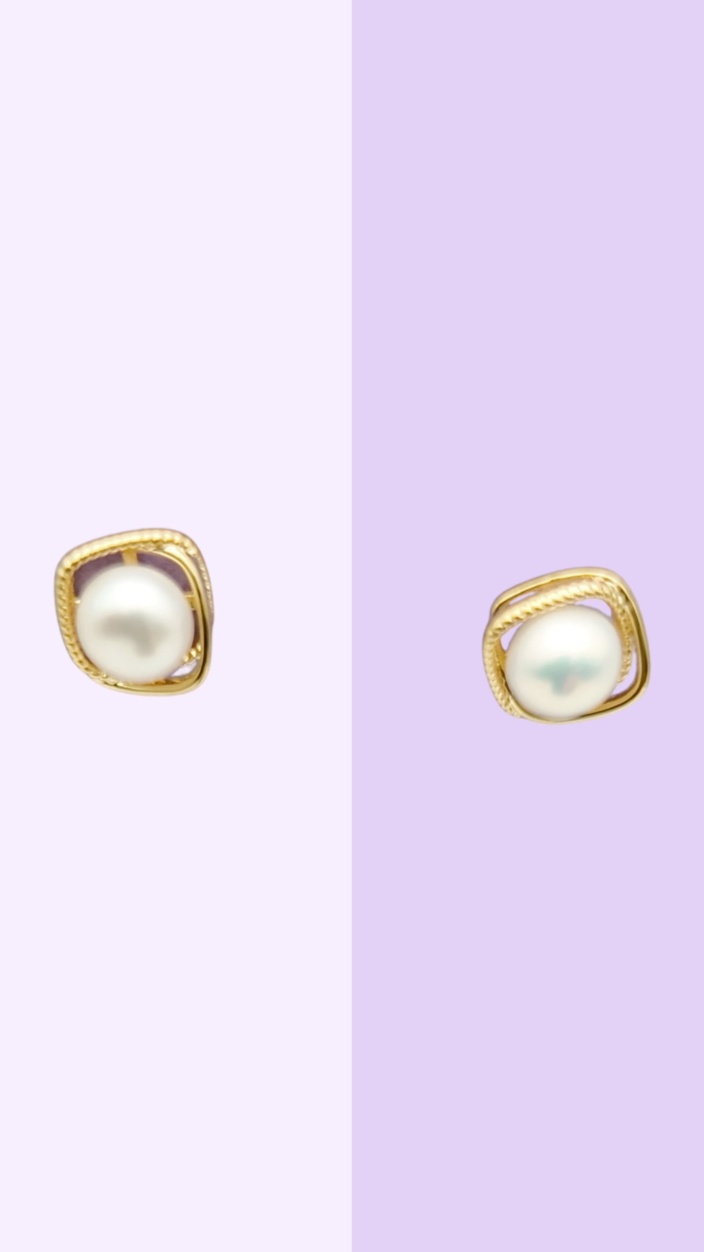 Soft Square Pearl Studs — Gold