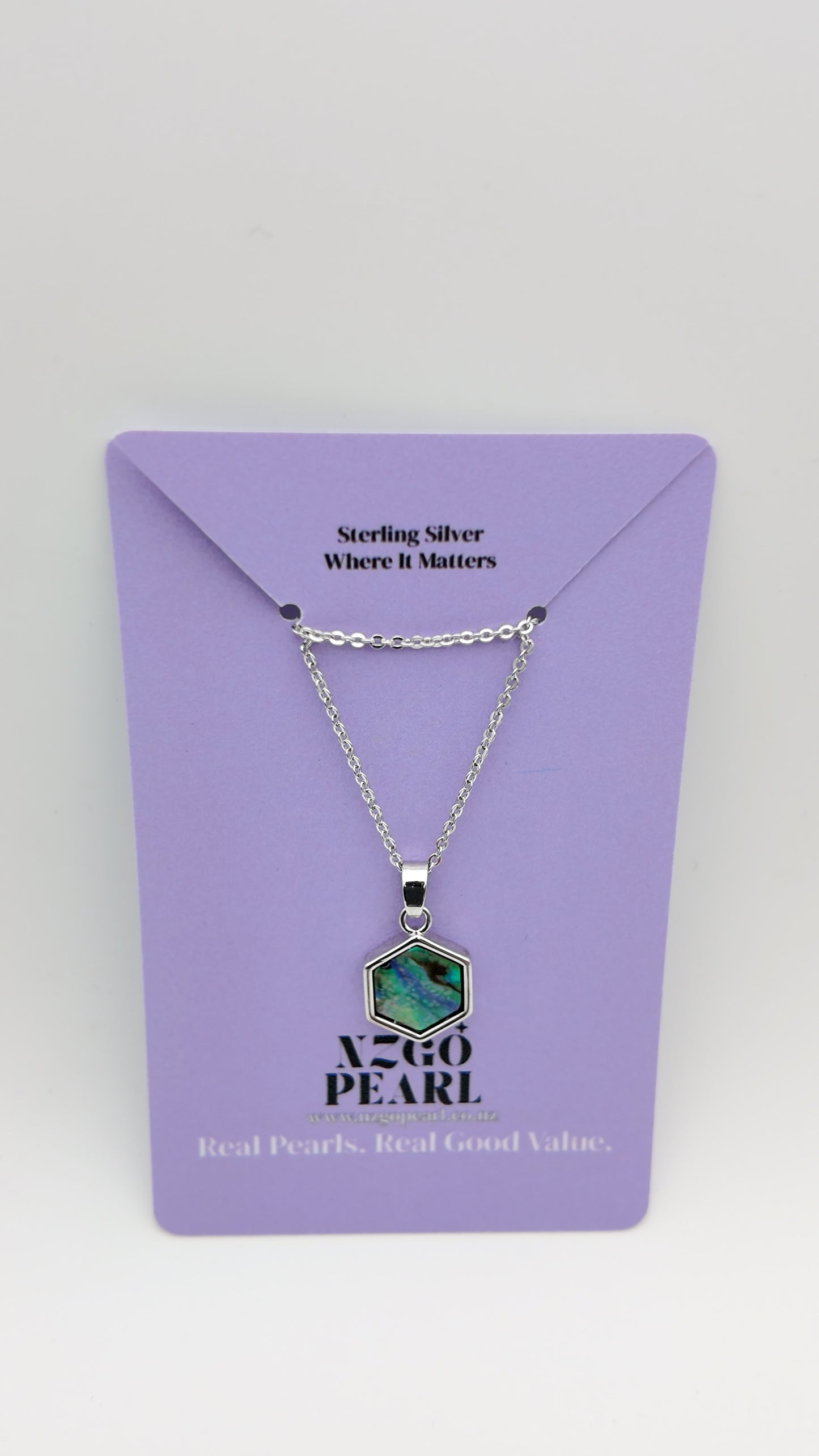 Hexagon Paua Shell Pendant