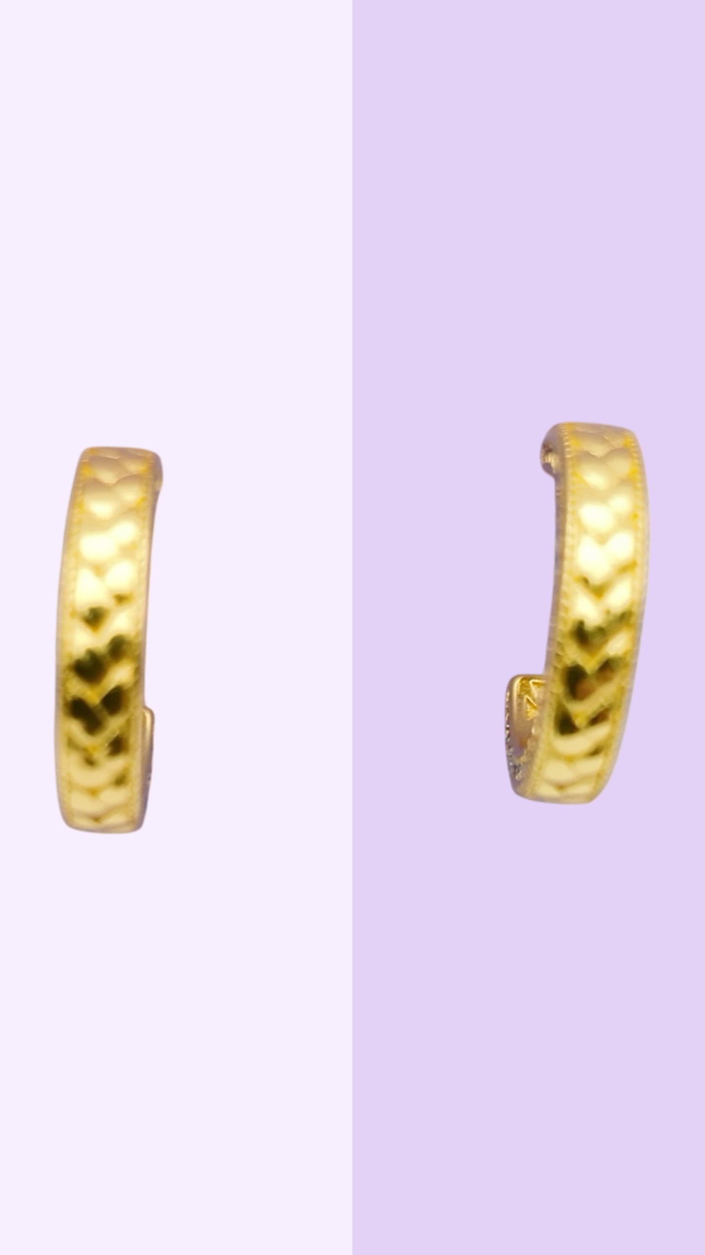 Textured Woven-Pattern Gold Hoops