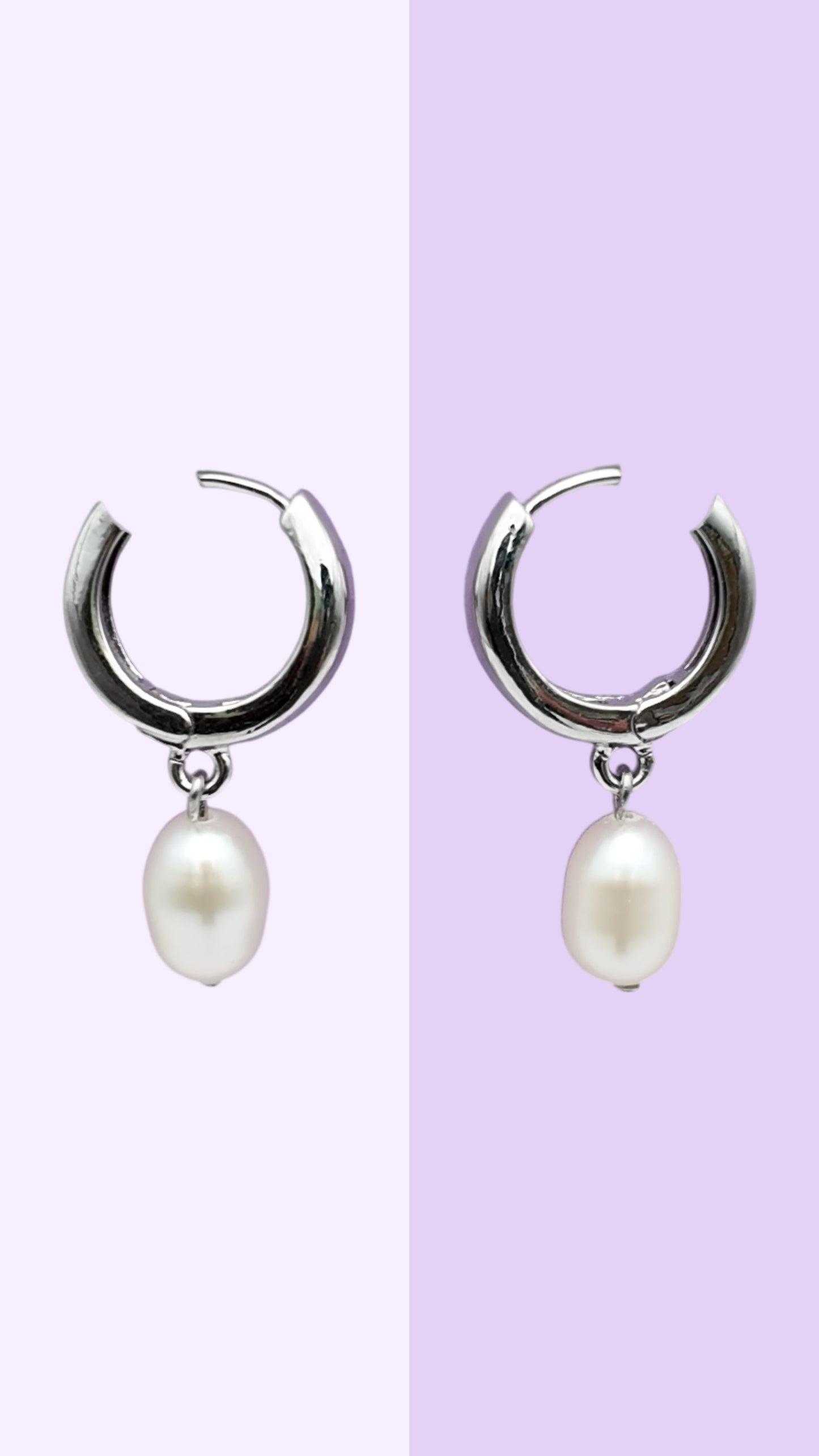 Pearl Drop Chrome Hoops