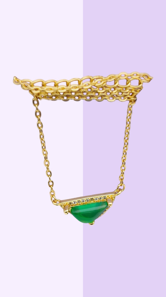 Green Jade Triangle Chain Necklace