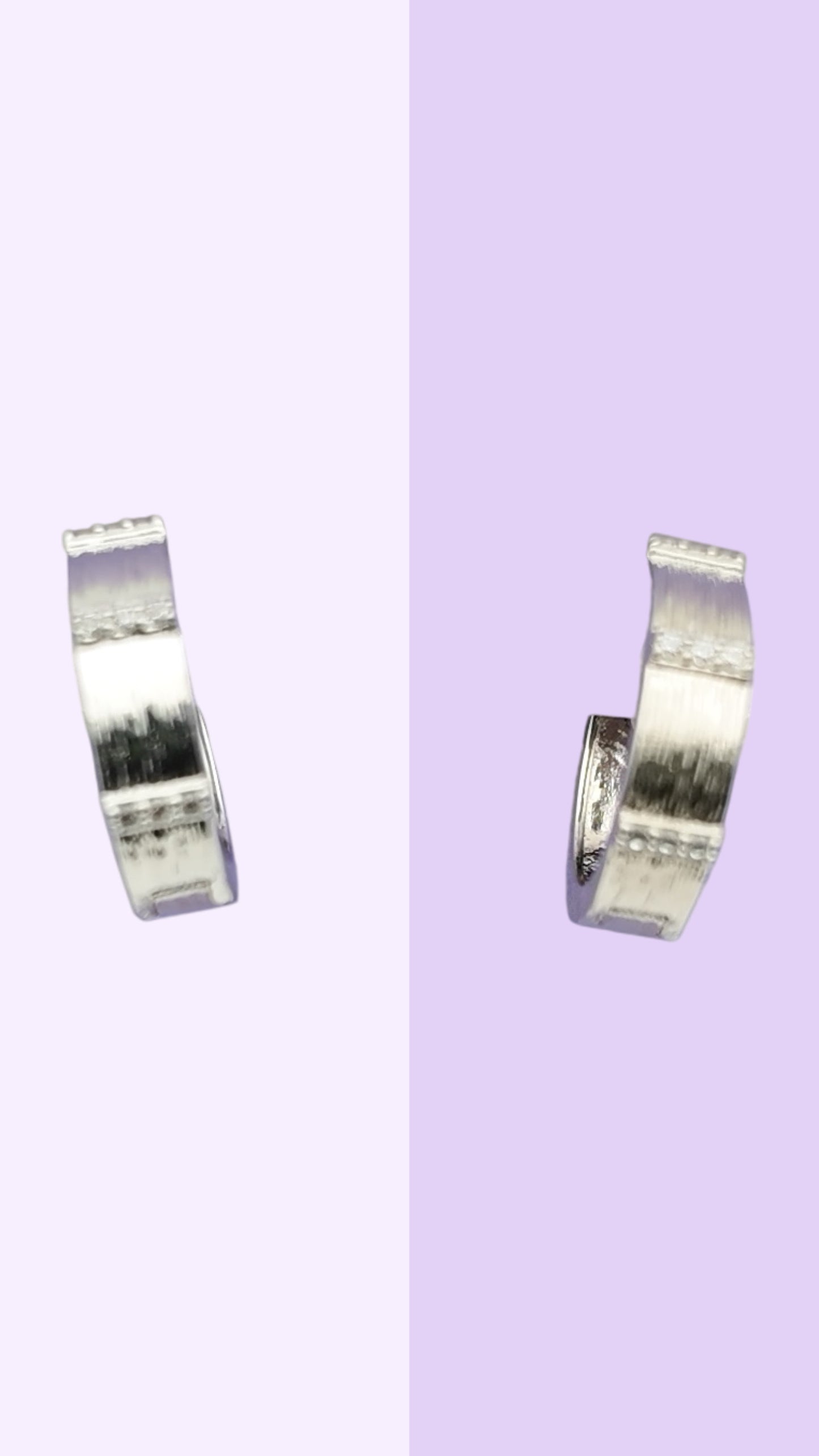 Silver Textured Mini Hoops – Brushed Finish