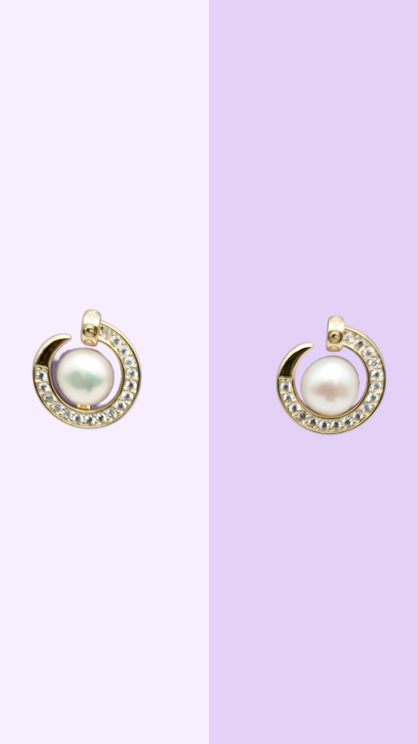 Luna Pearl Hoop Stud Earrings (Gold & Silver)