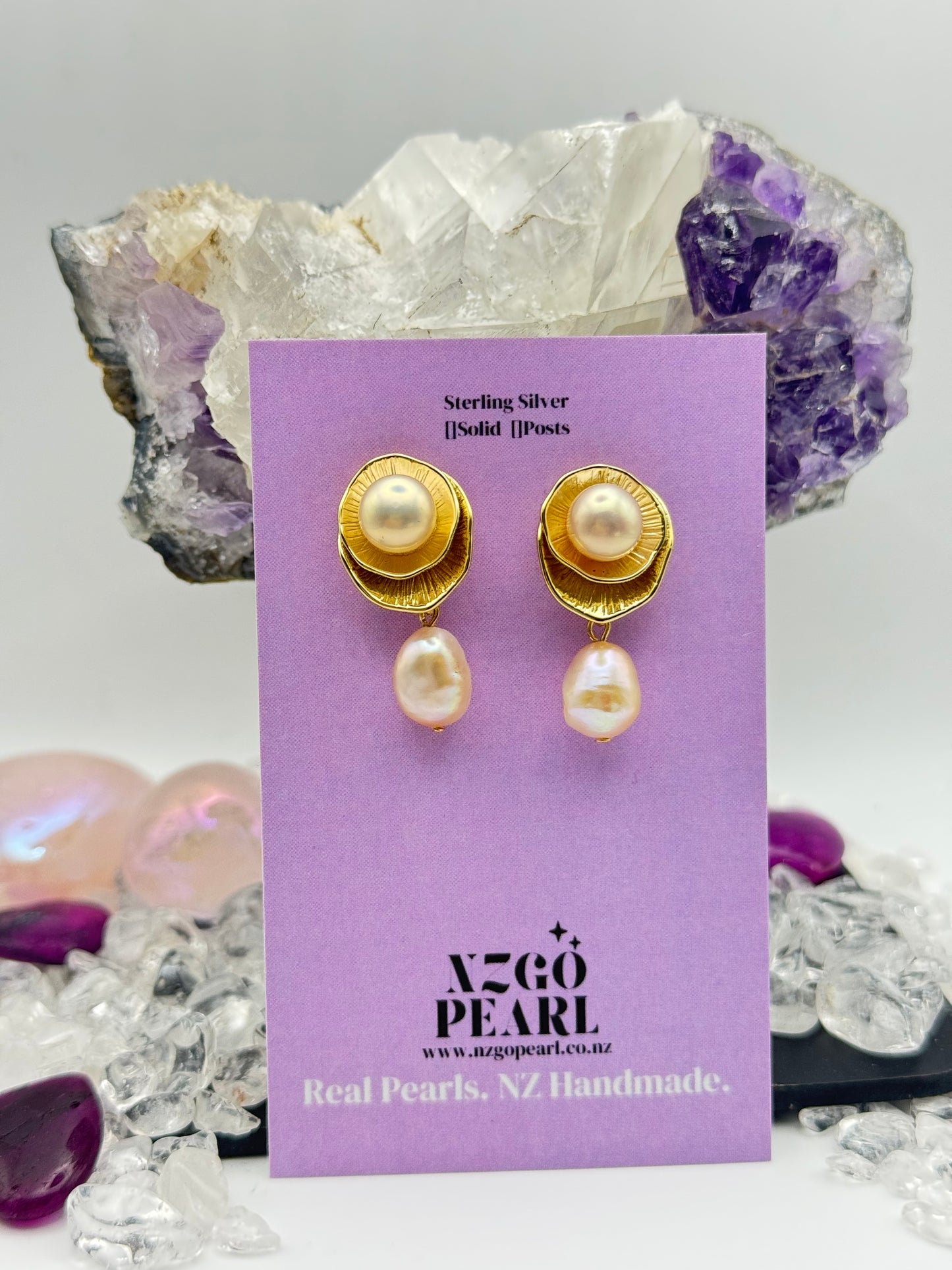 Golden Petal Pearl Drops – Layered Baroque Pearls