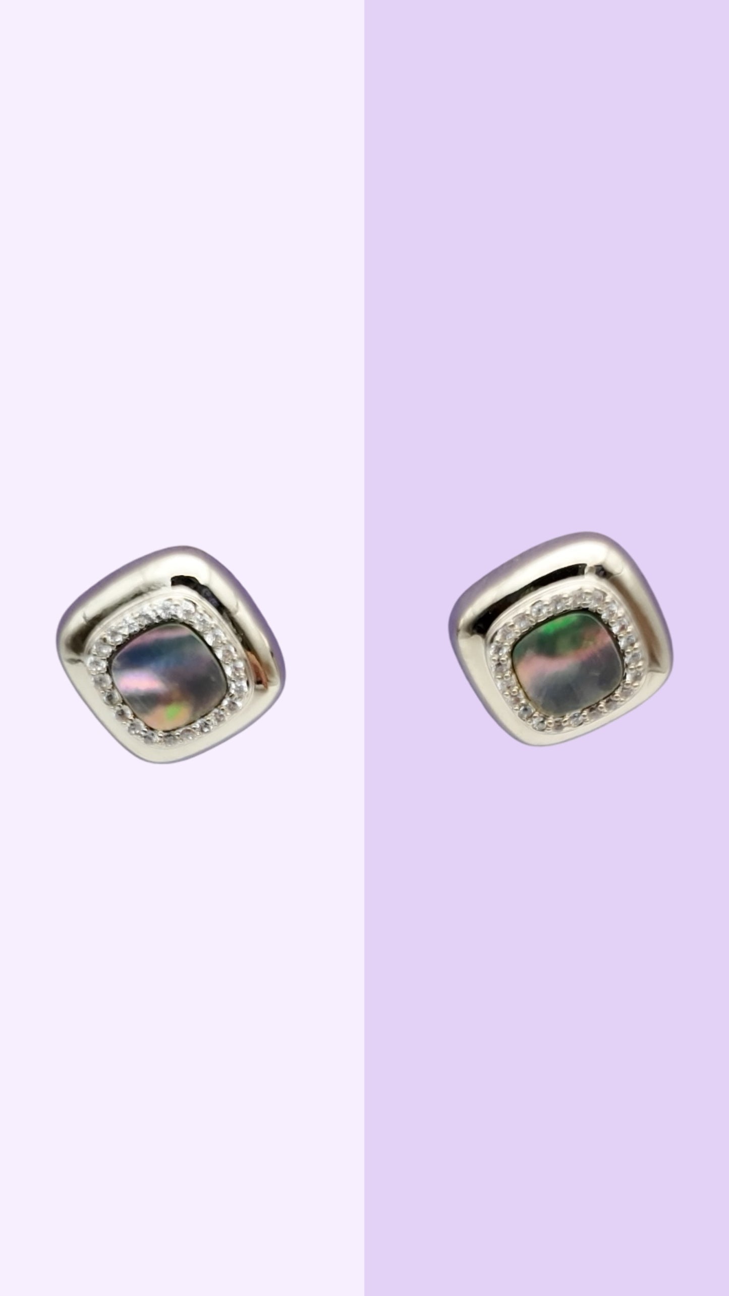 Square Paua Shell Stud Earrings