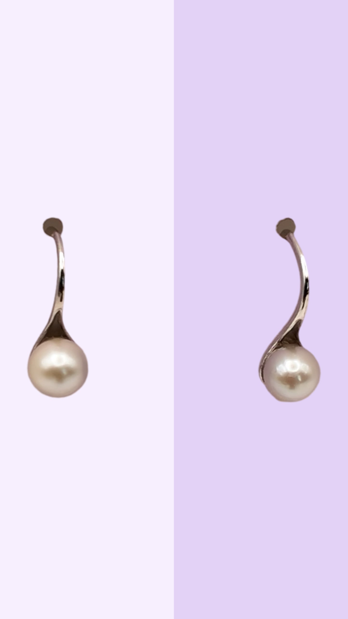 Modern Curve Pearl Drop Earrings