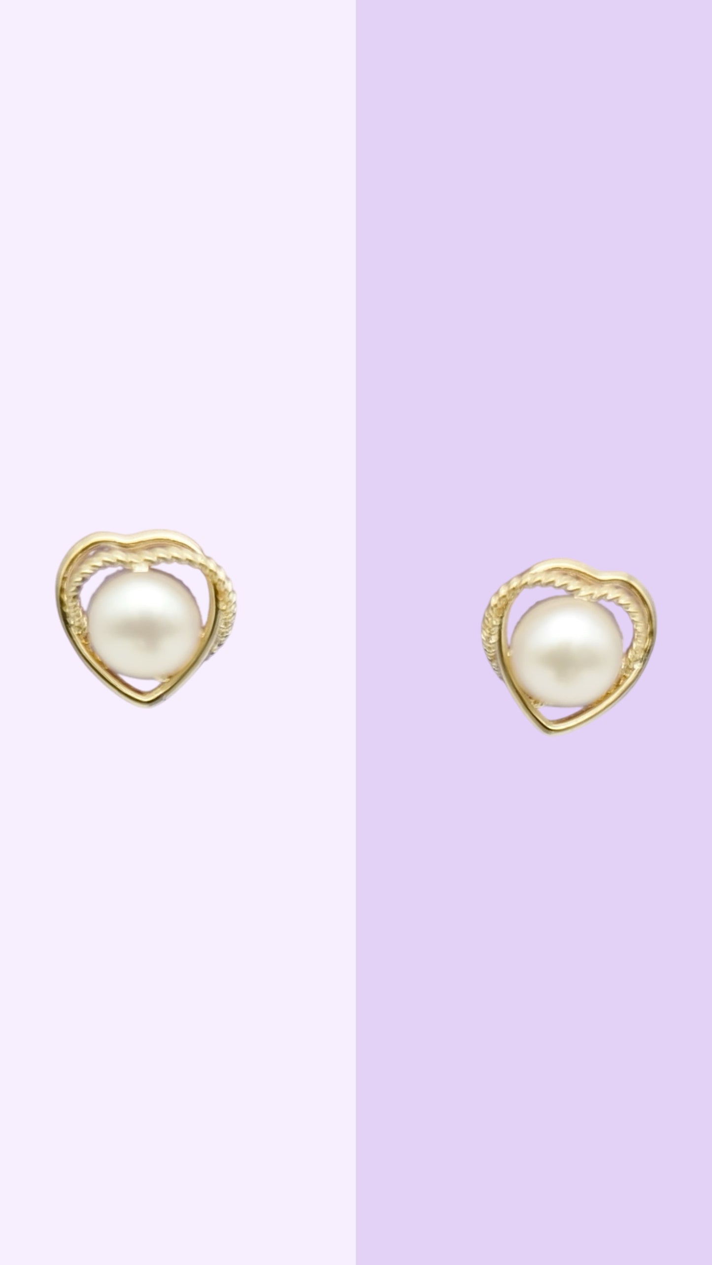 Heart Rope Pearl Studs – Gold