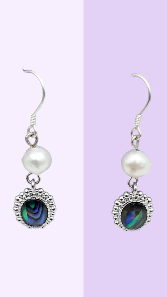 Paua Shell Drop Earrings wit Pearls