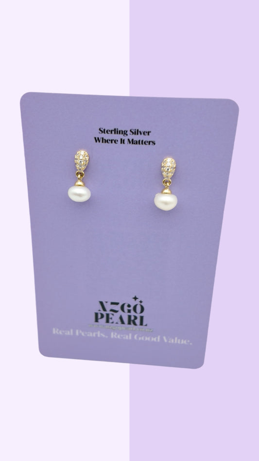 Crystal Drop Pearl Studs