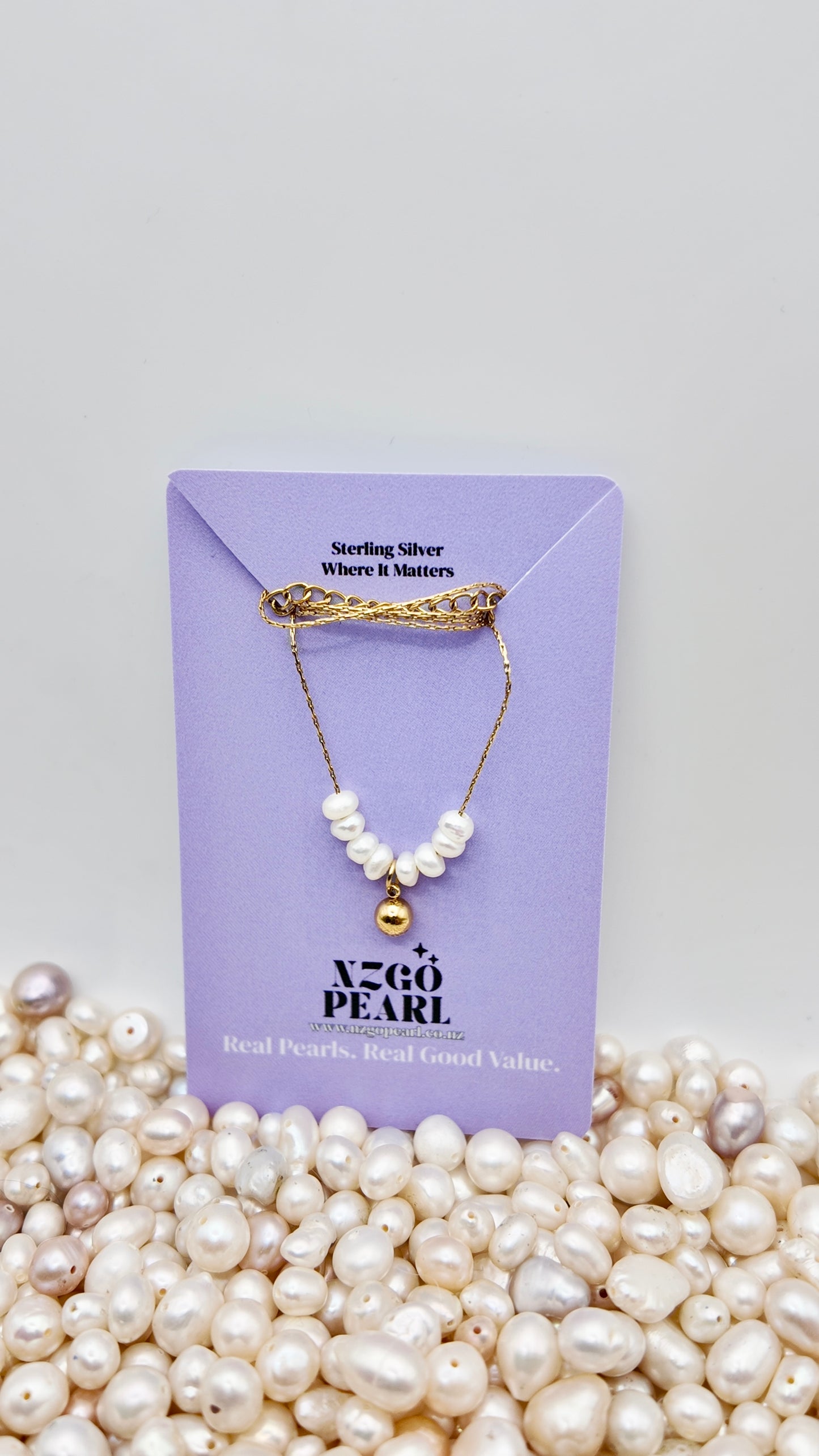 Gold Pearl Cluster Necklace – Mini Baroque