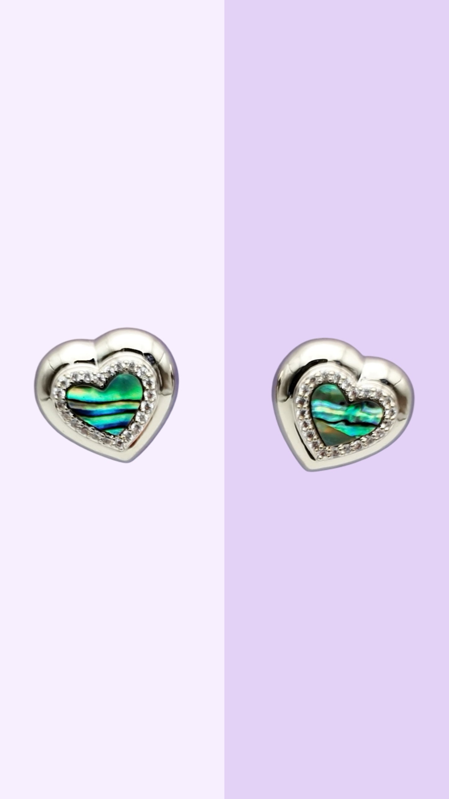 Heart Paua Shell Stud Earrings