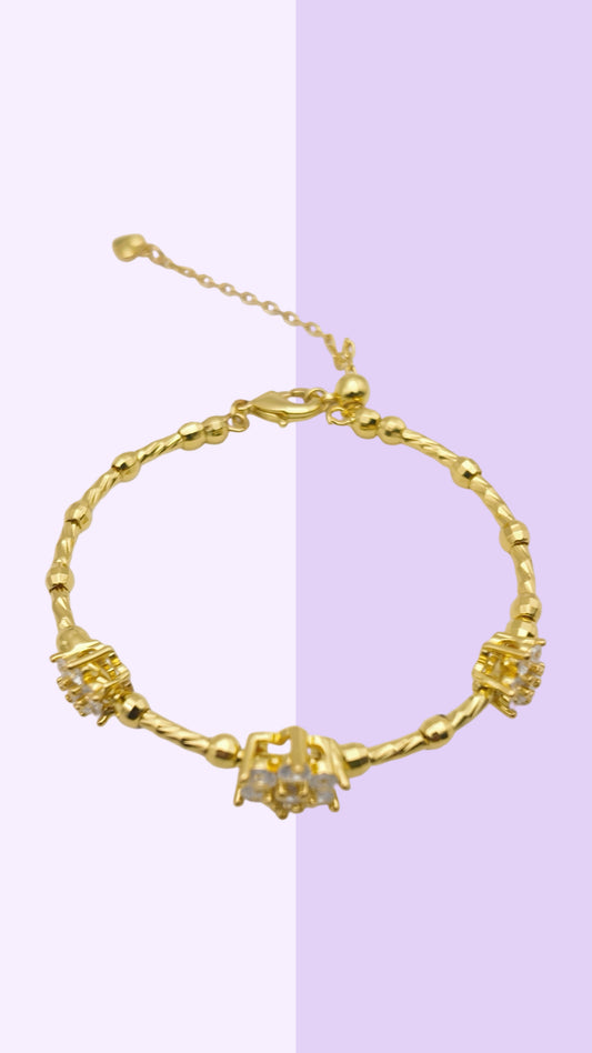 Adjustable CZ Beaded Bracelet - Gold