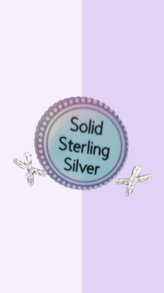 Baguette Cross Studs – S925