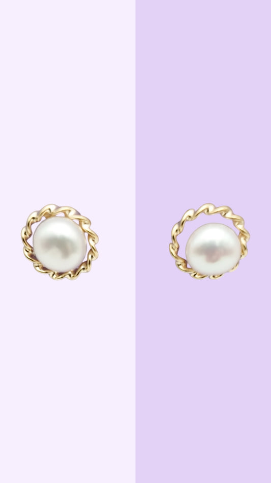 Twisted Halo Pearl Studs