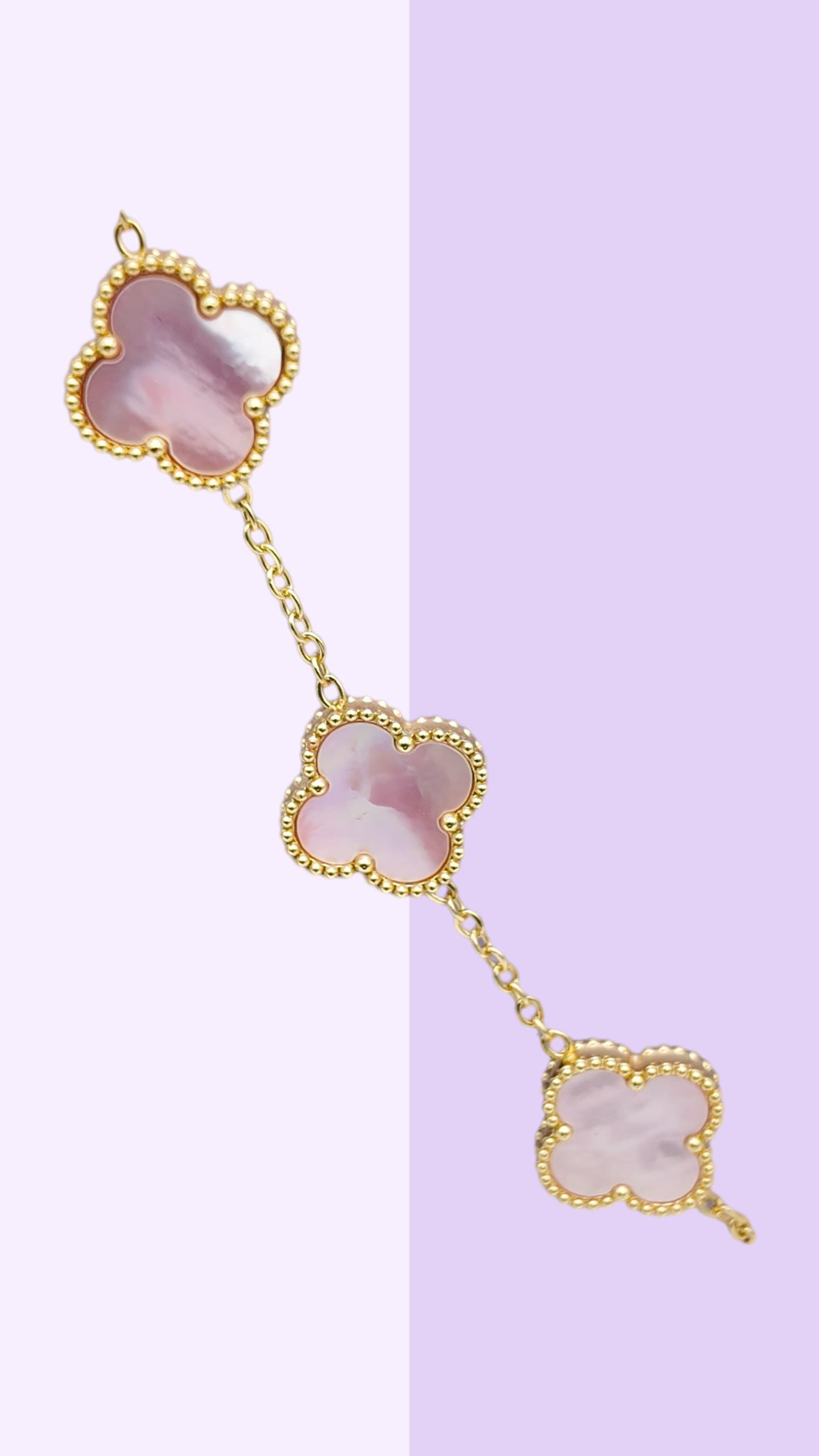 Mother of Pearl Clover Bracelet - Pink