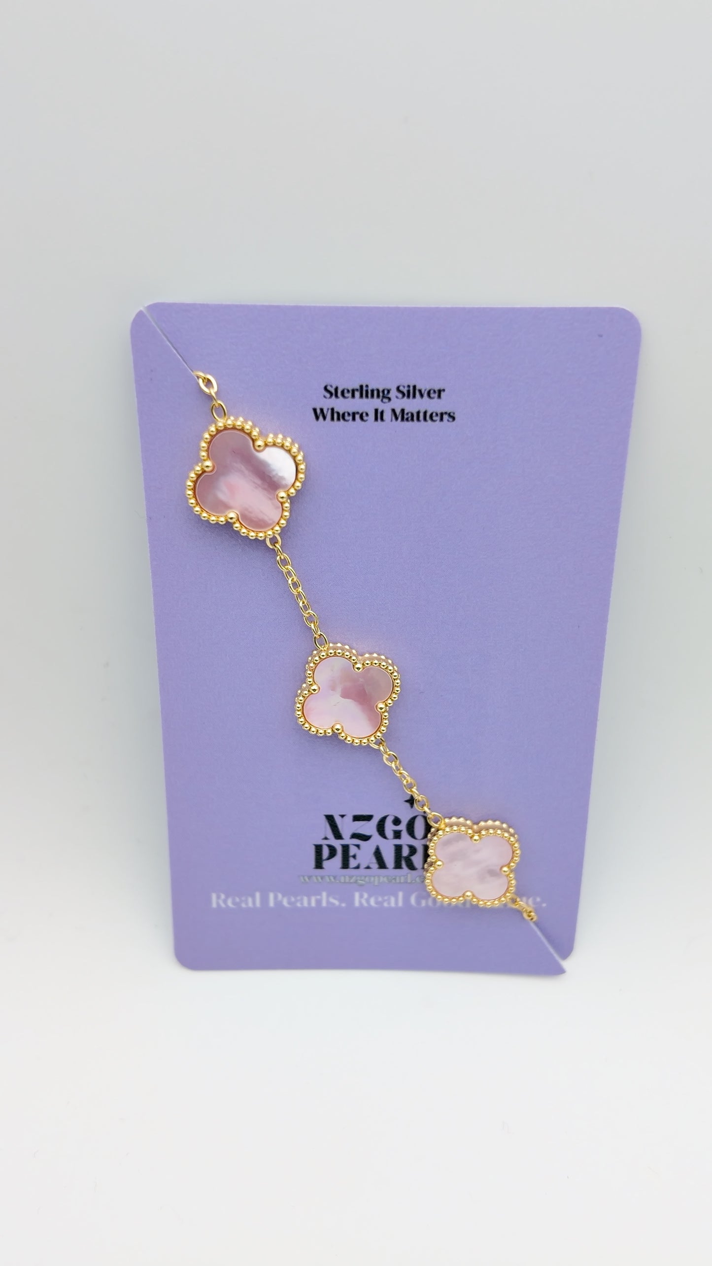 Mother of Pearl Clover Bracelet - Pink