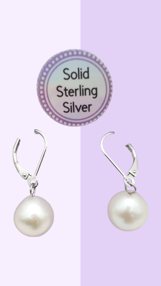 Classic White Pearl Leverback Earrings