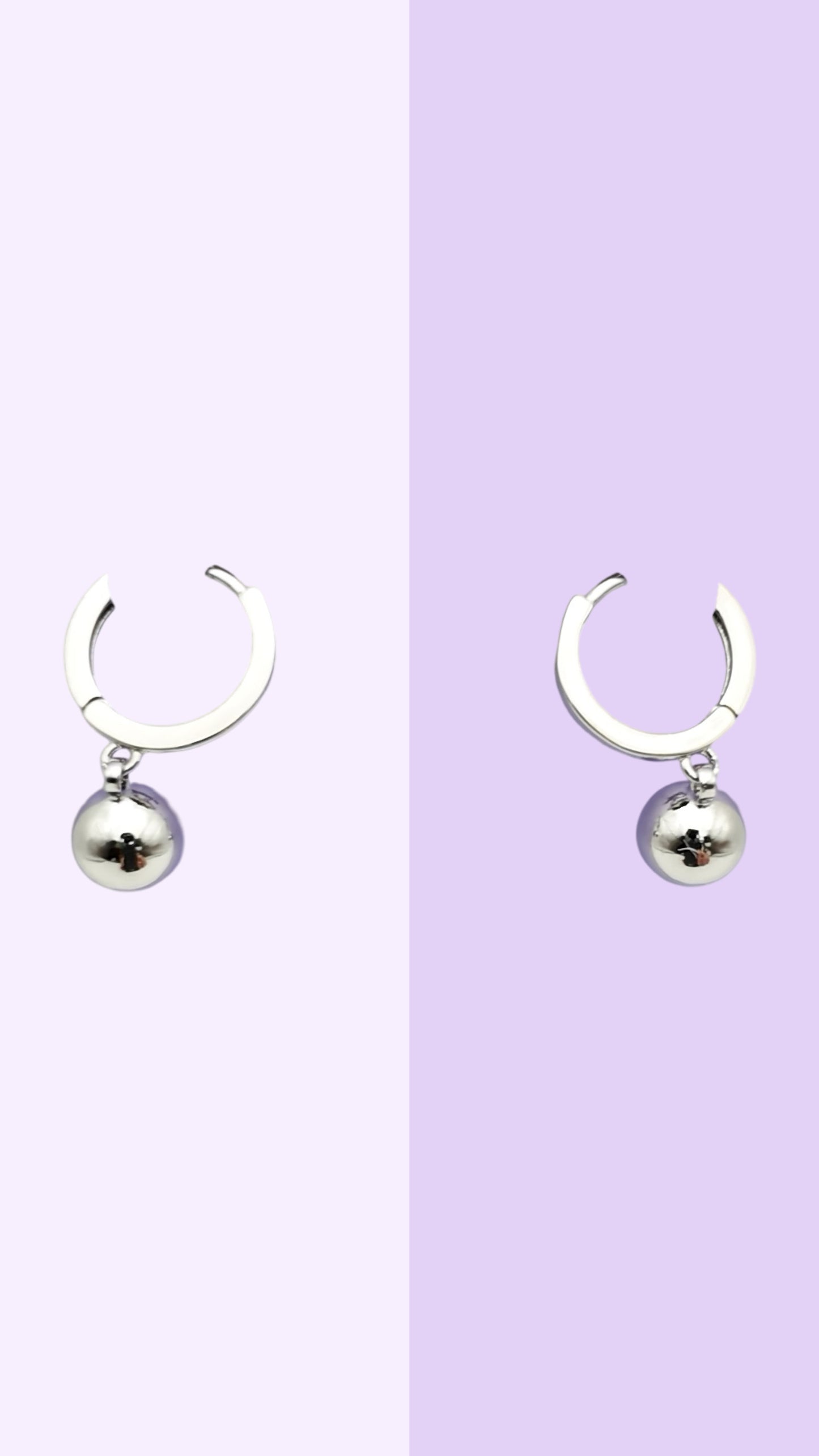 Silver Mini Hoop with Dangling Ball Charm