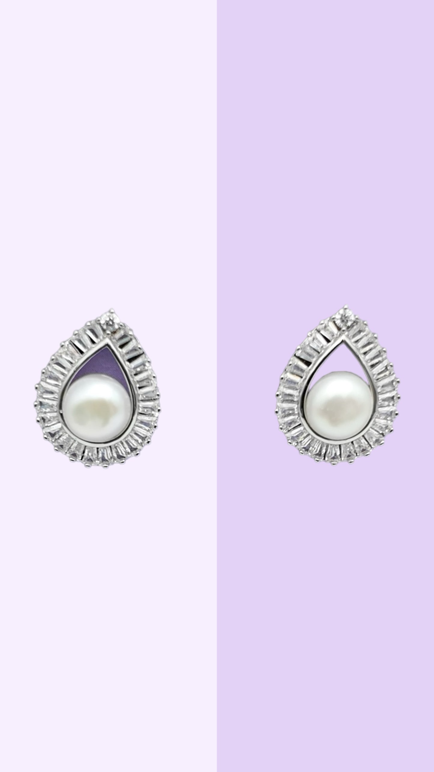 Teardrop Halo Pearl Studs