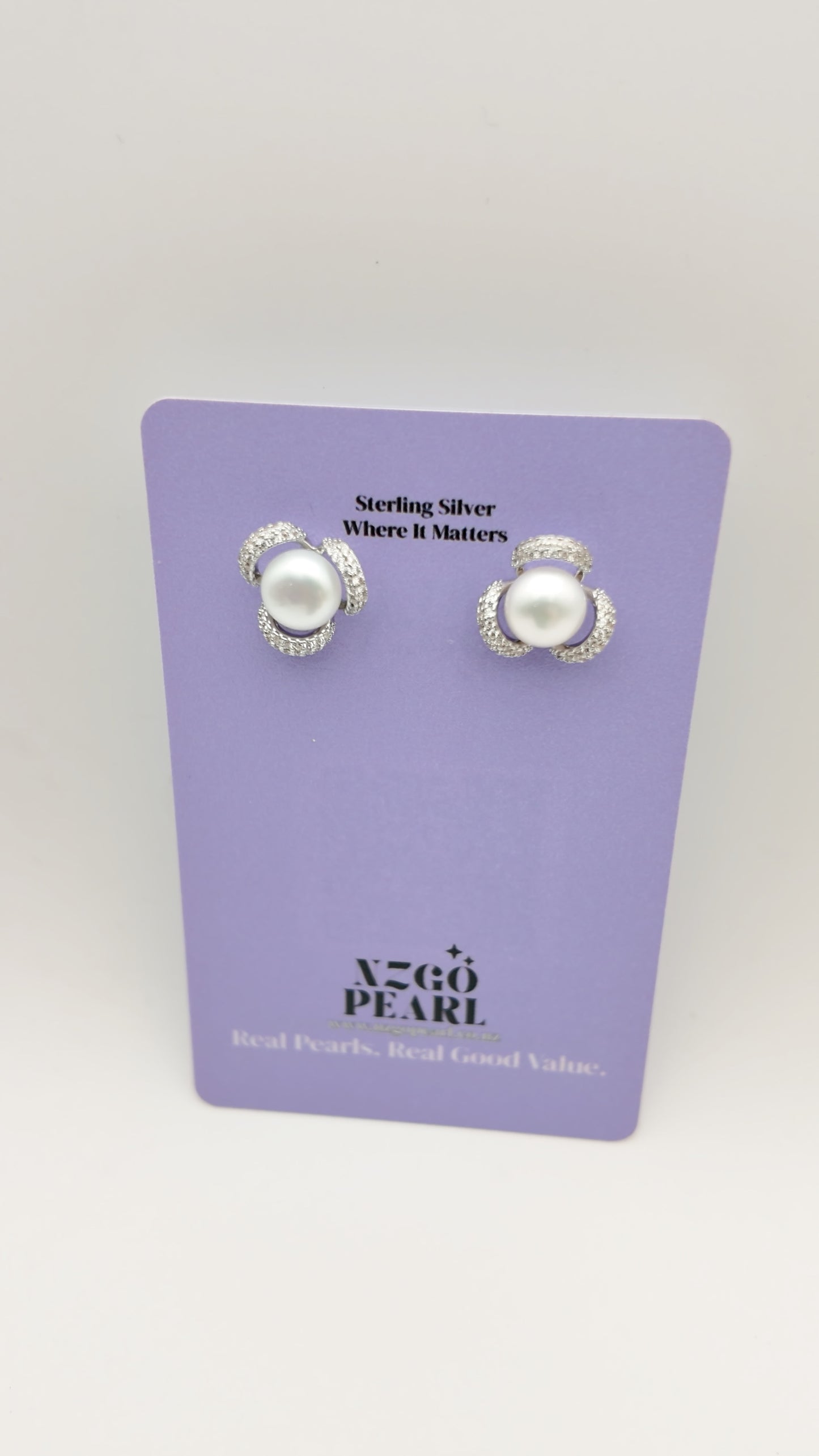Crystal-Enfolded Pearl Studs