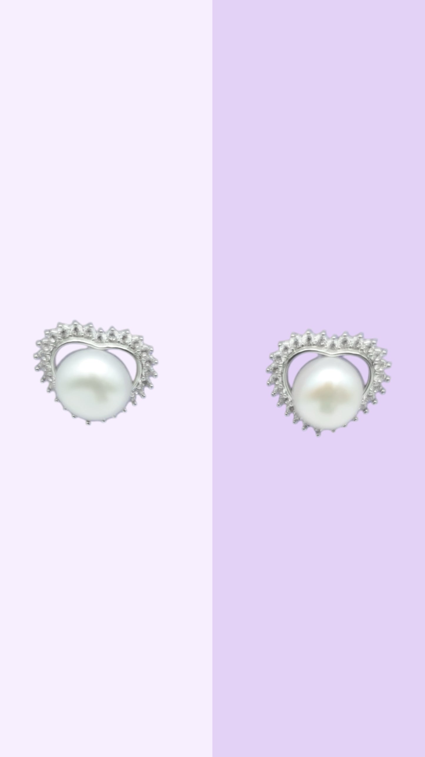 Pearl Halo Heart Studs