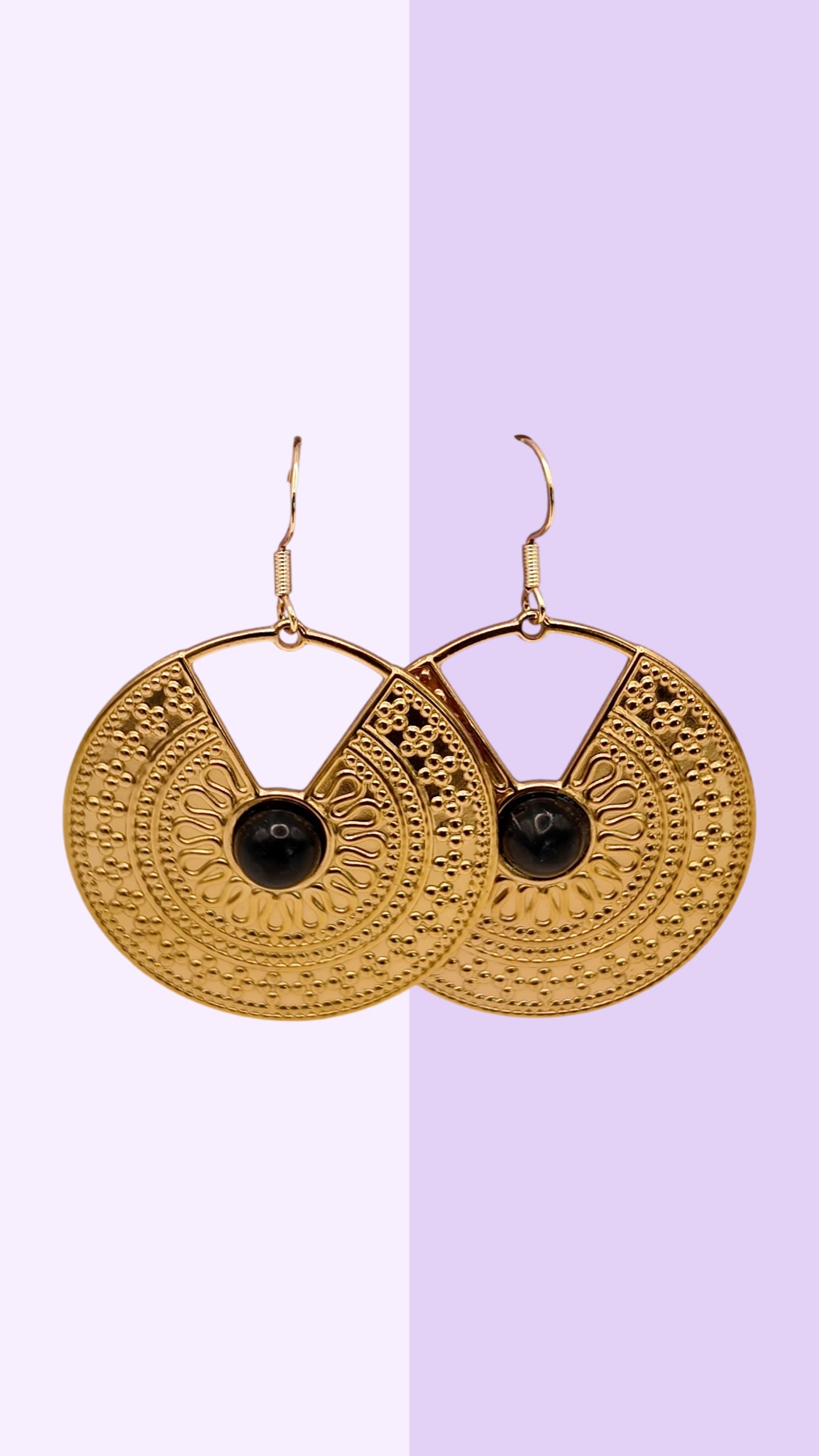 Textured Fan Disc Drop Earrings