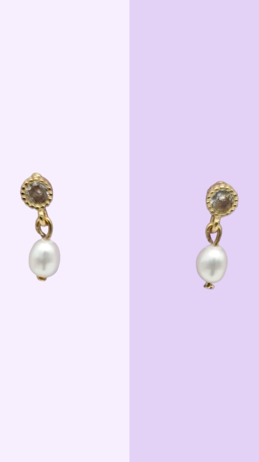 Petite Pearl Drop Studs — Gold