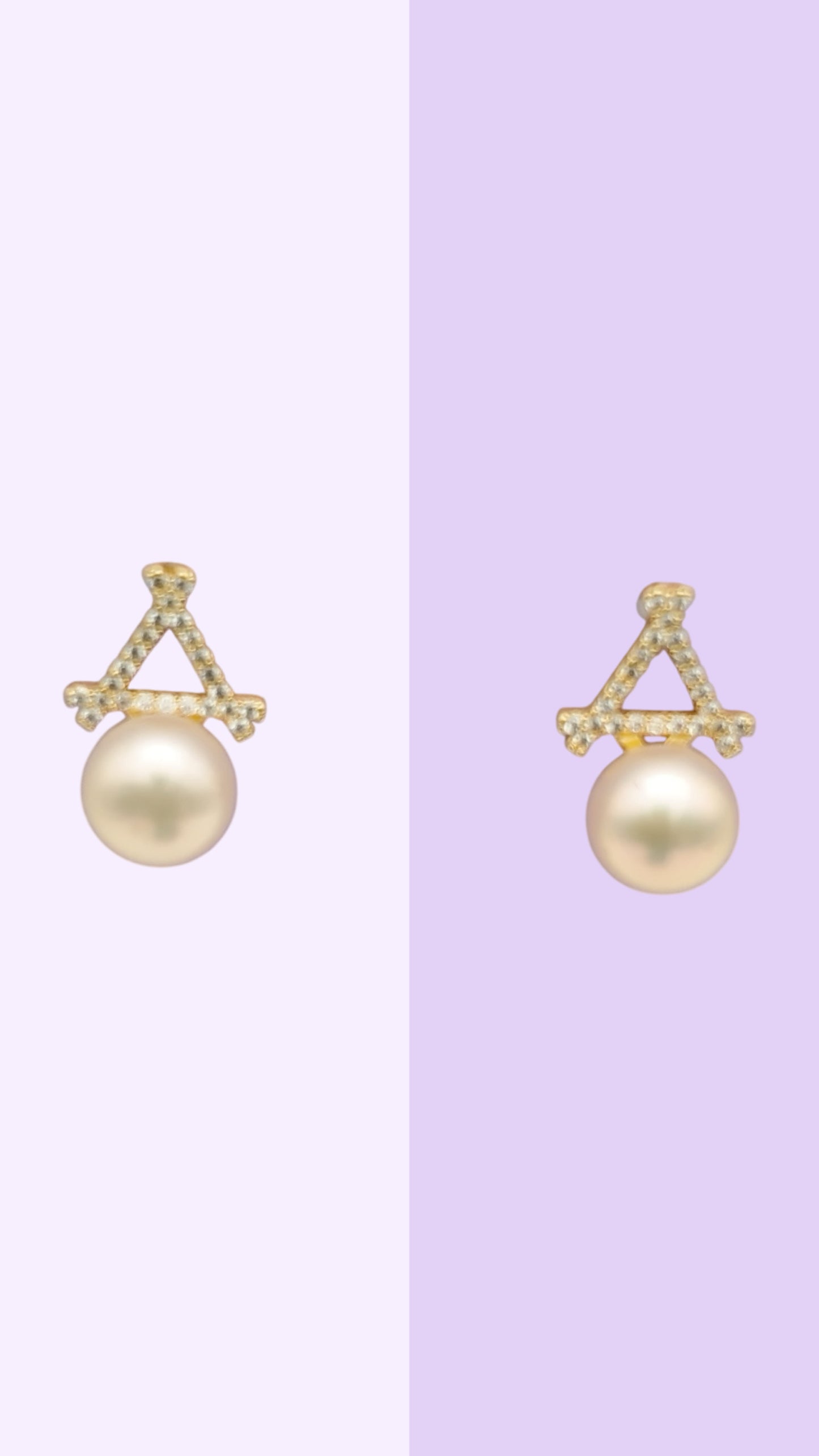 Gold Arc Pearl Studs