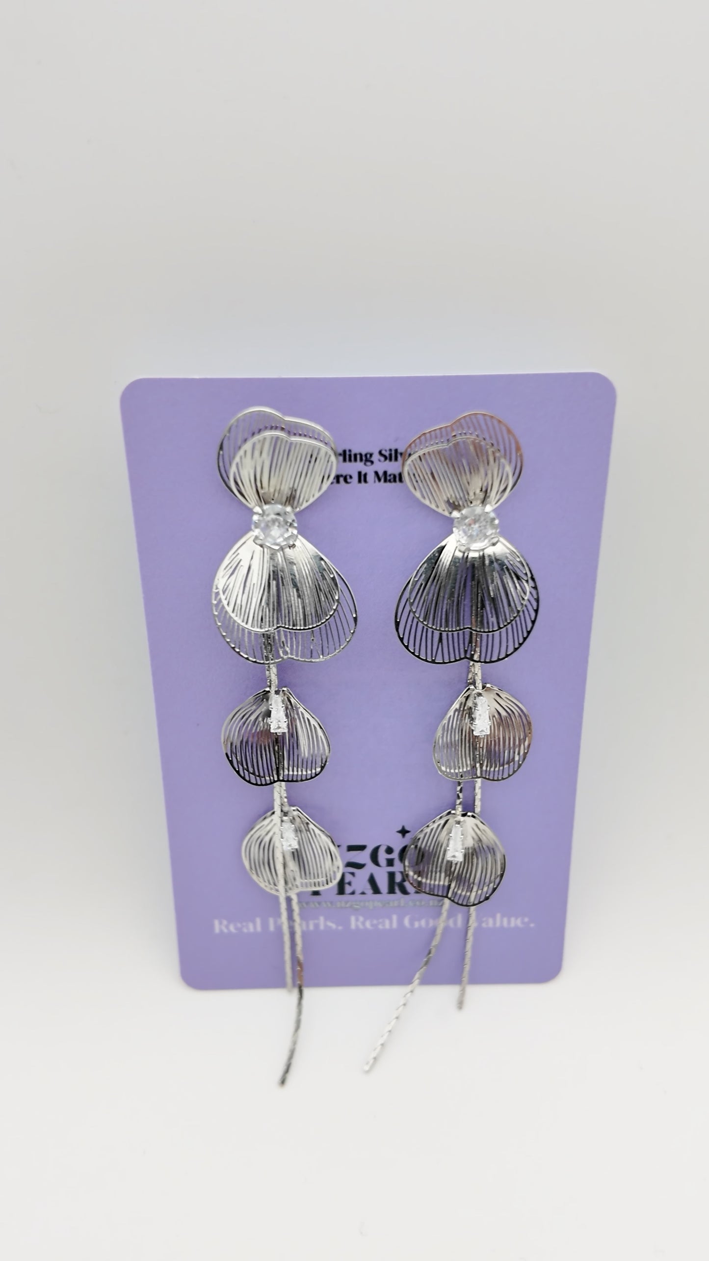 Silver Cascade Petal Earrings