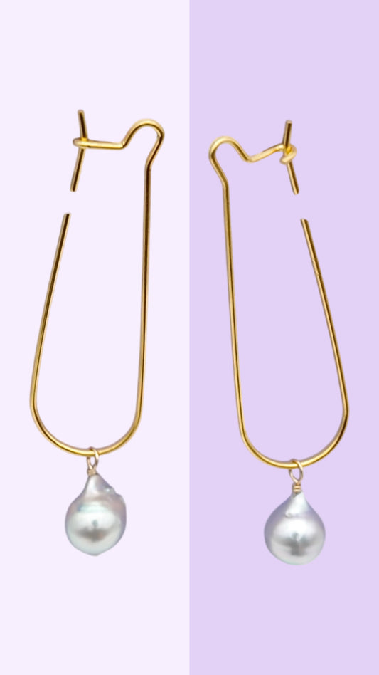 Japanese Akoya Drop Frame Earrings