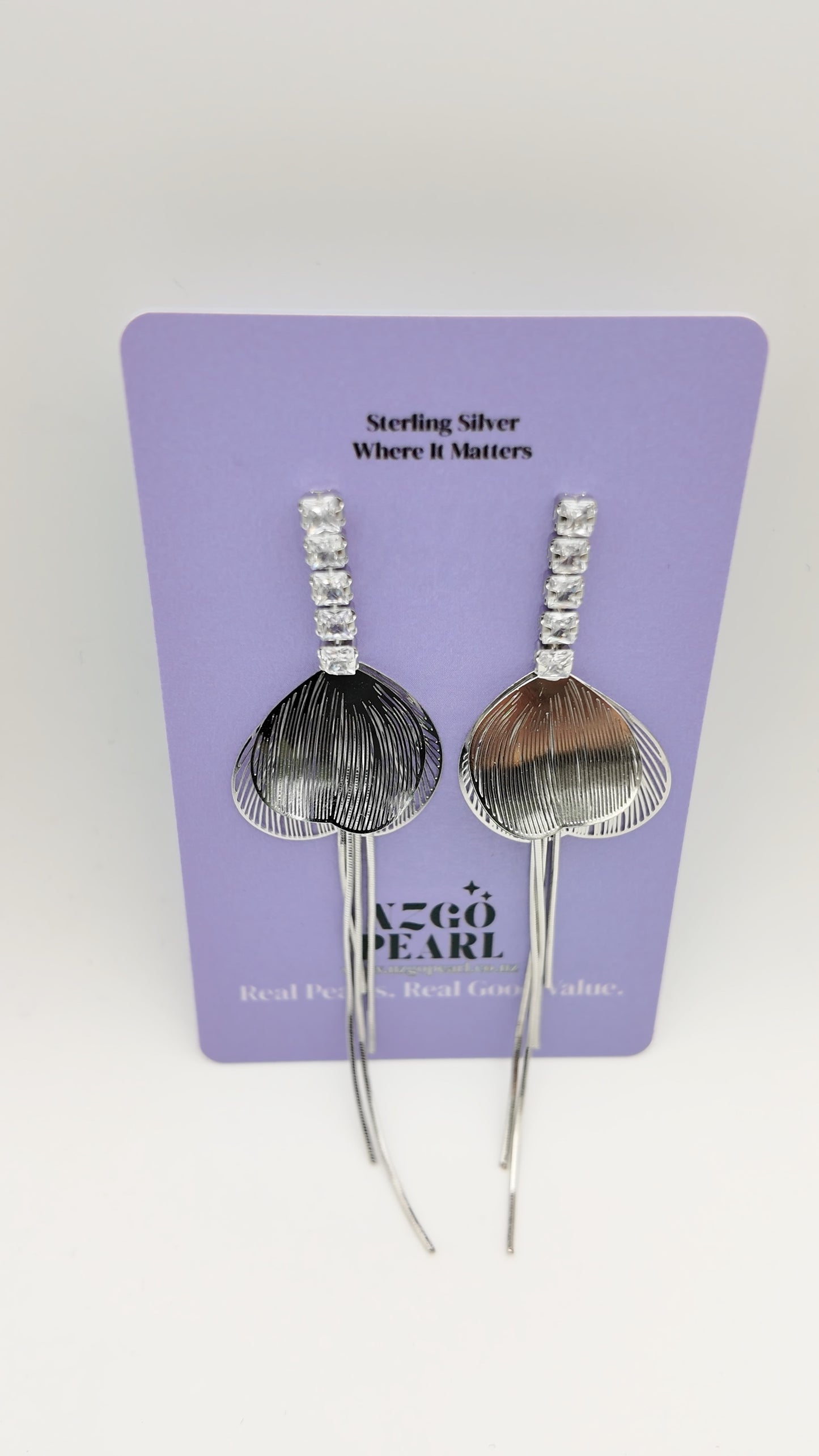 Silver Cascade Fan Earrings