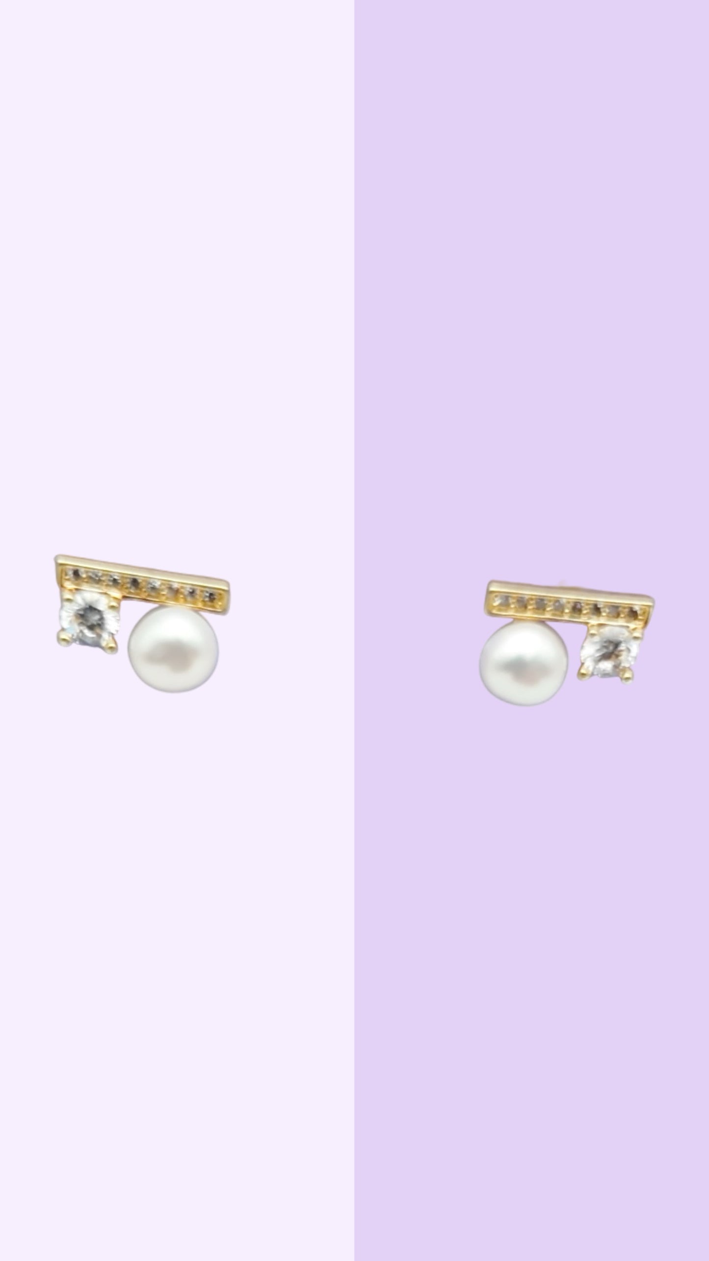 Modern Line Pearl & CZ Studs