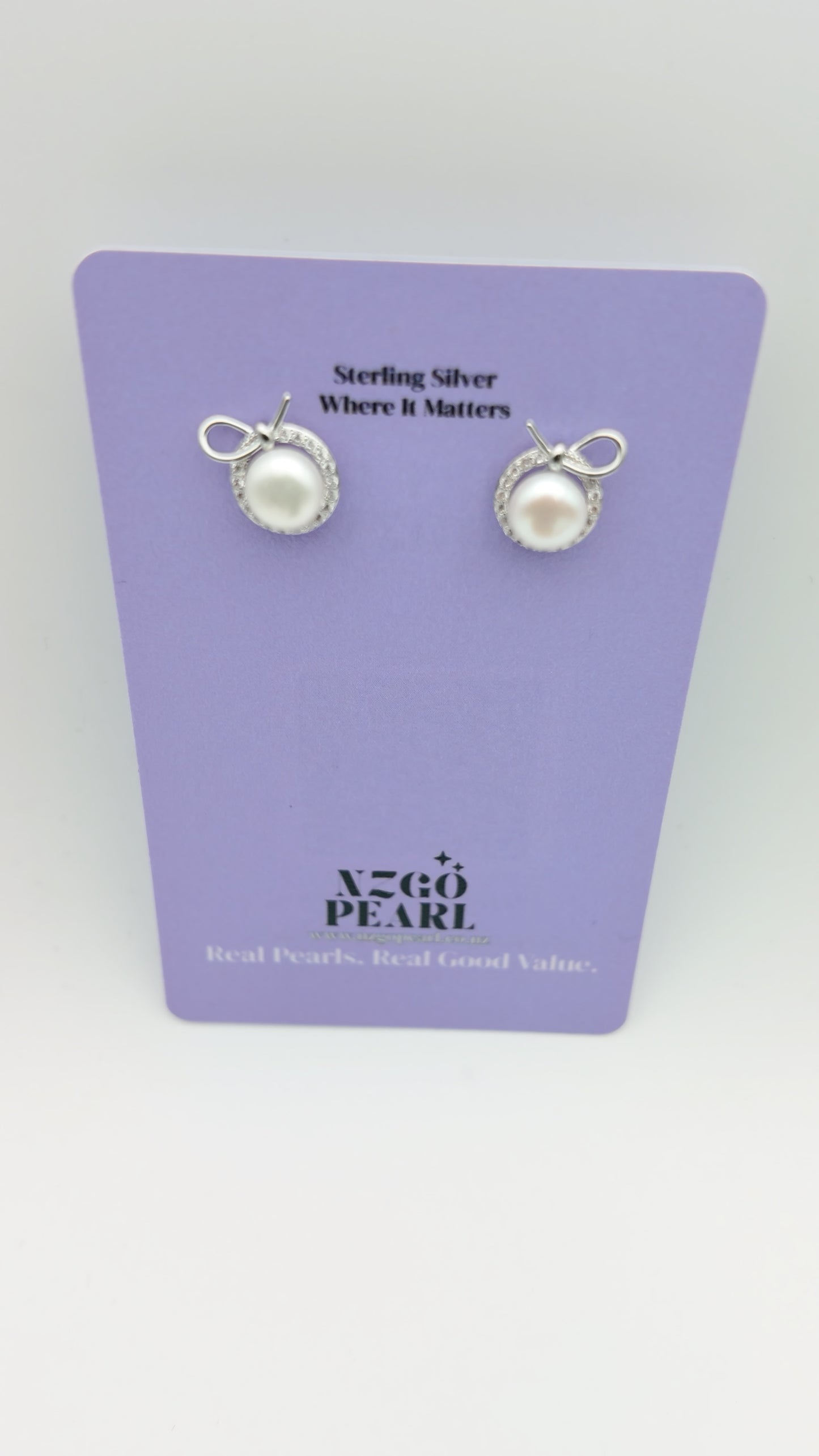 Pearl Ribbon Spark Studs — Silver