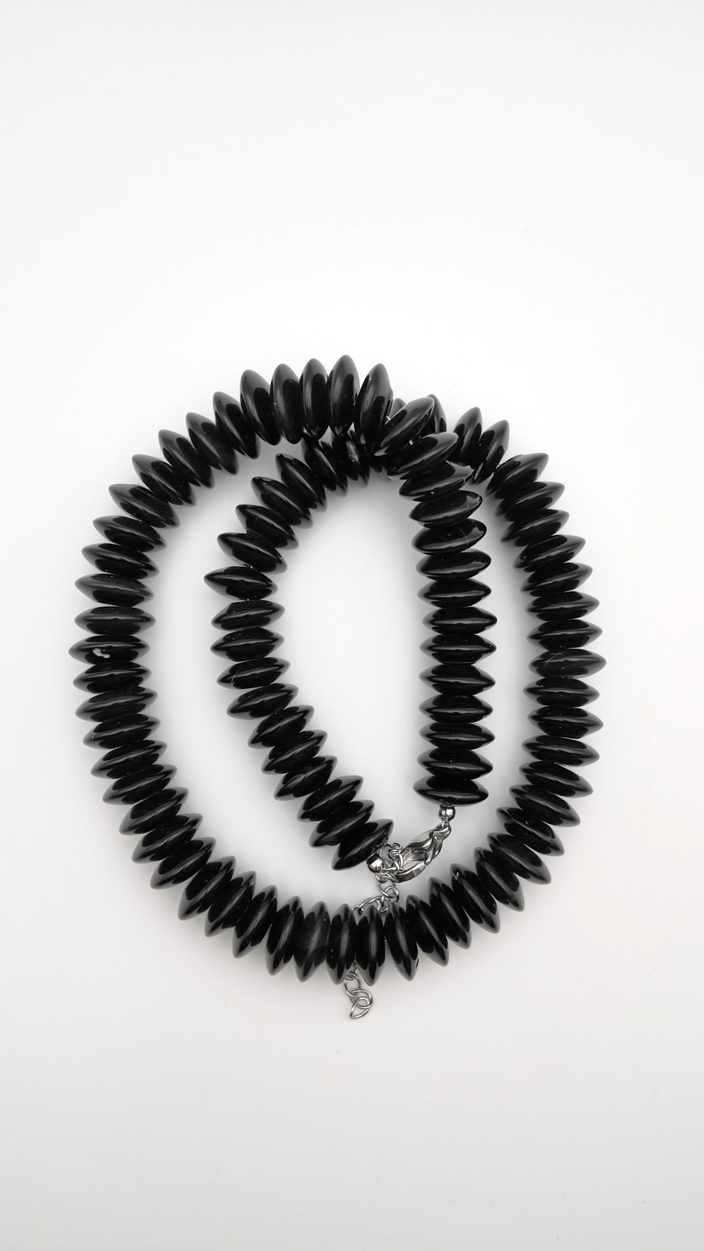 Black Onyx Disc Beaded Necklace