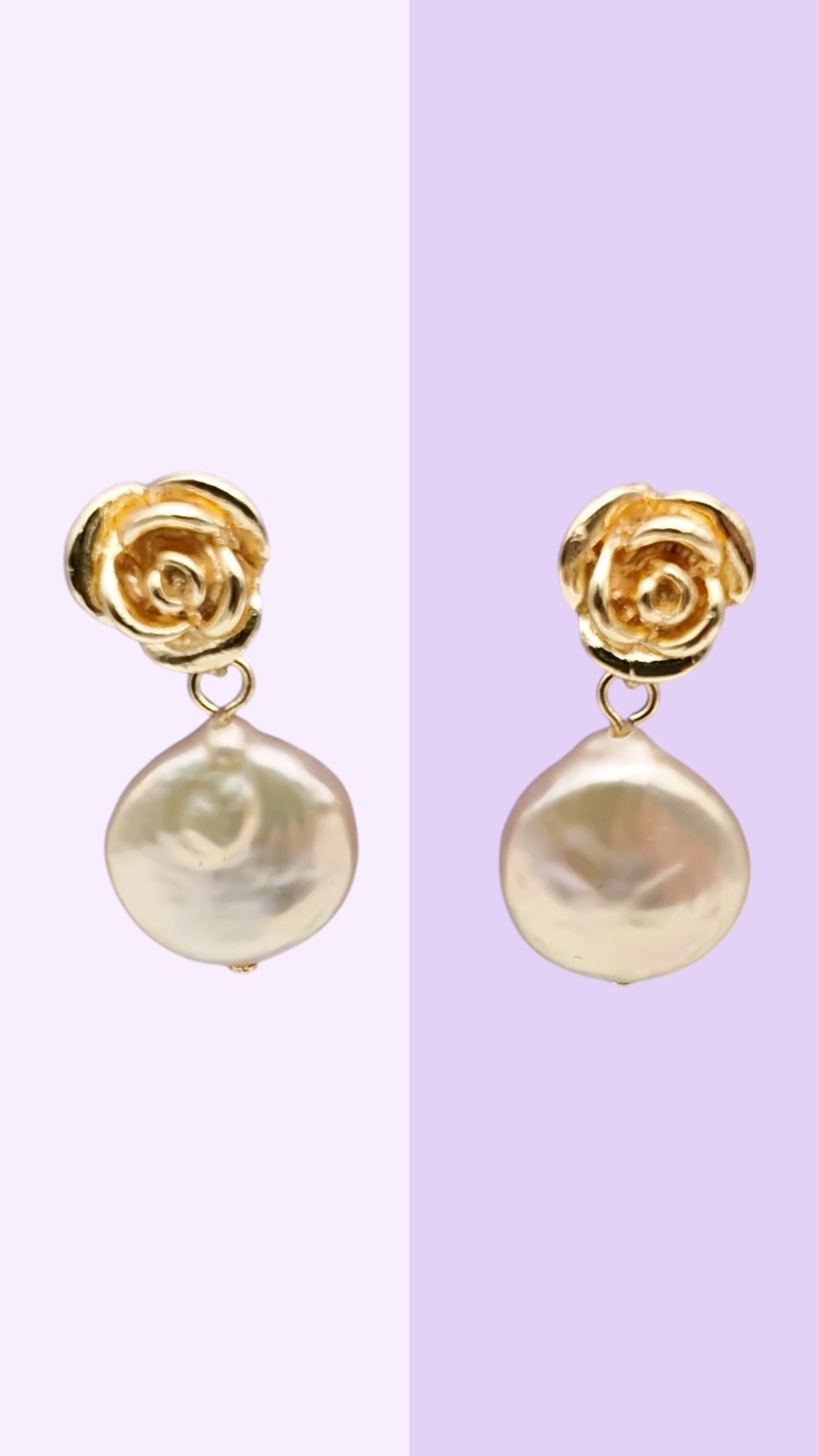 Rose Coin Pearl Earrings