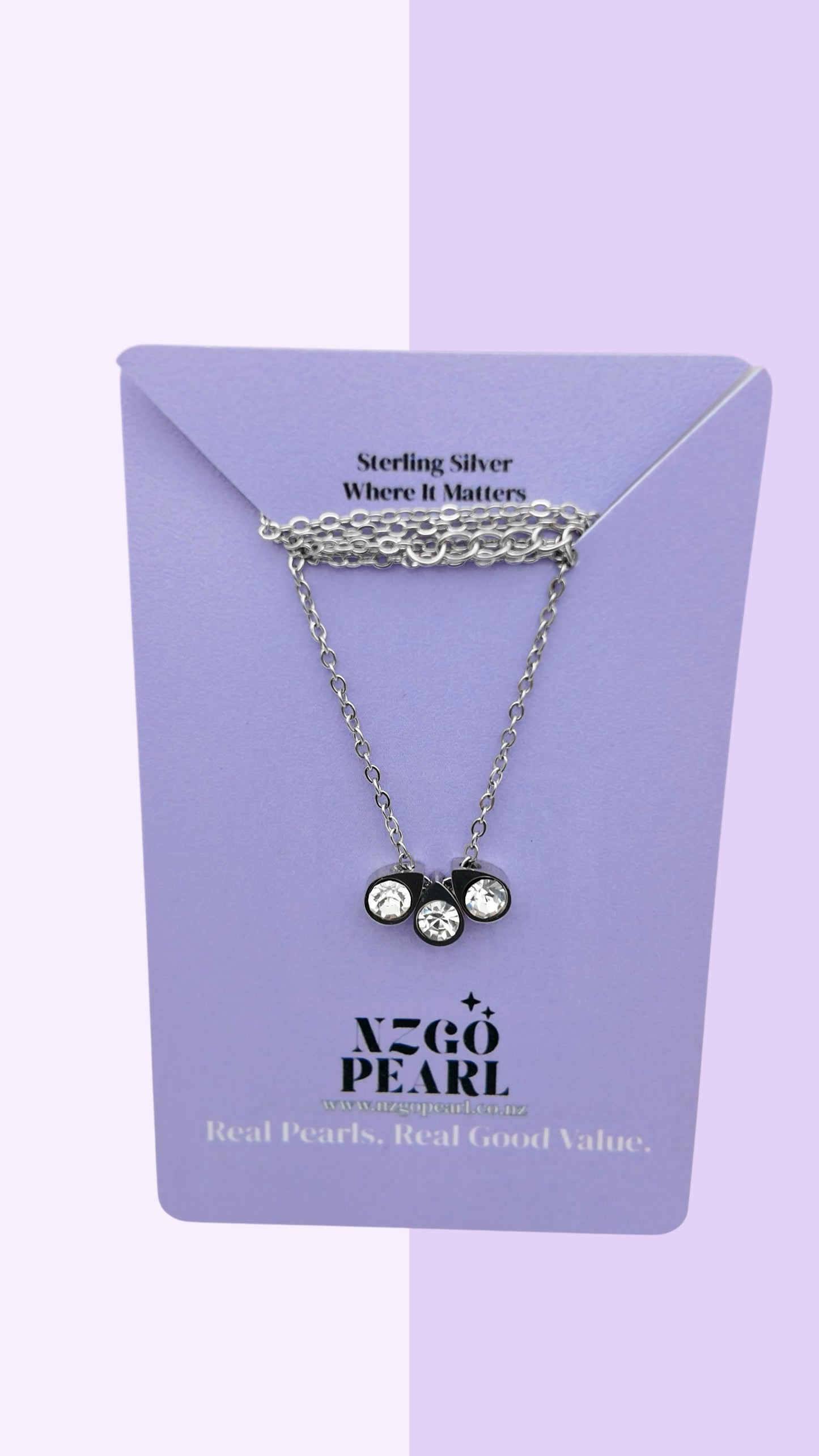 Trio Drop Crystal Necklace