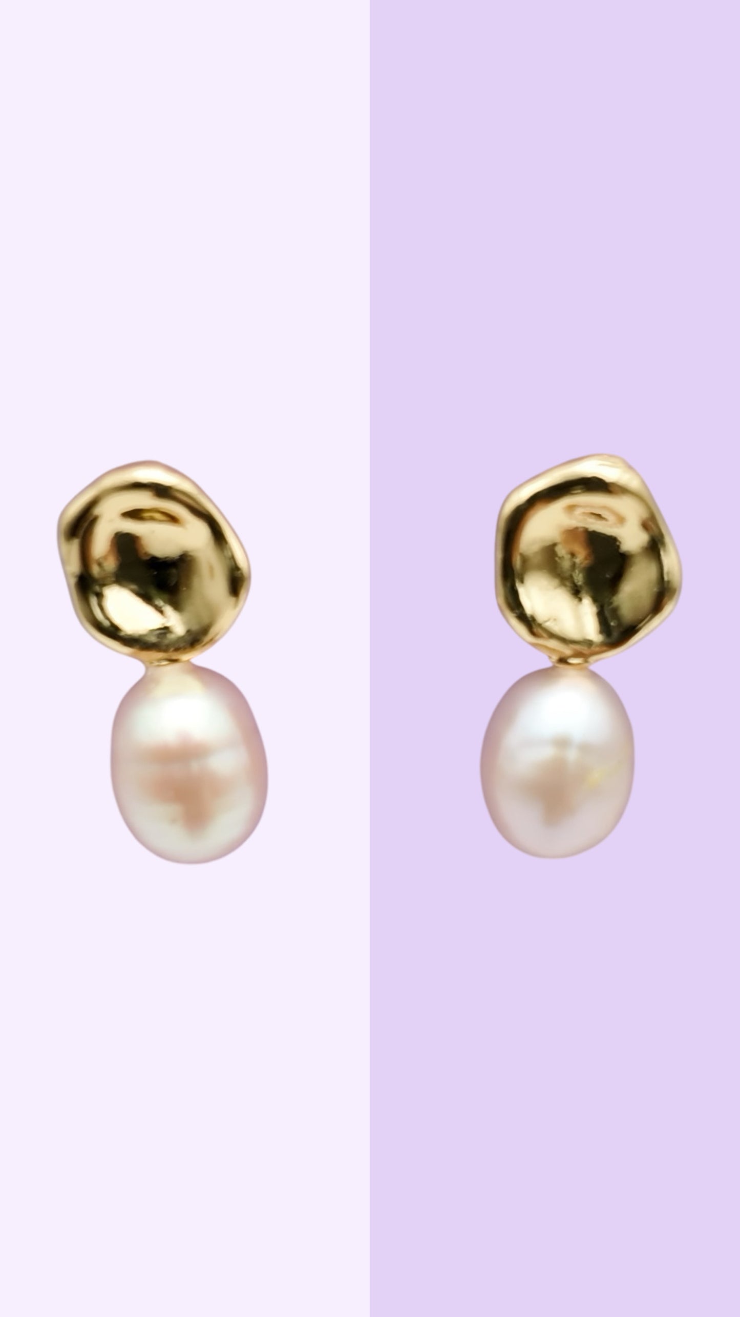 Organic Gold Pebble Pearl Studs