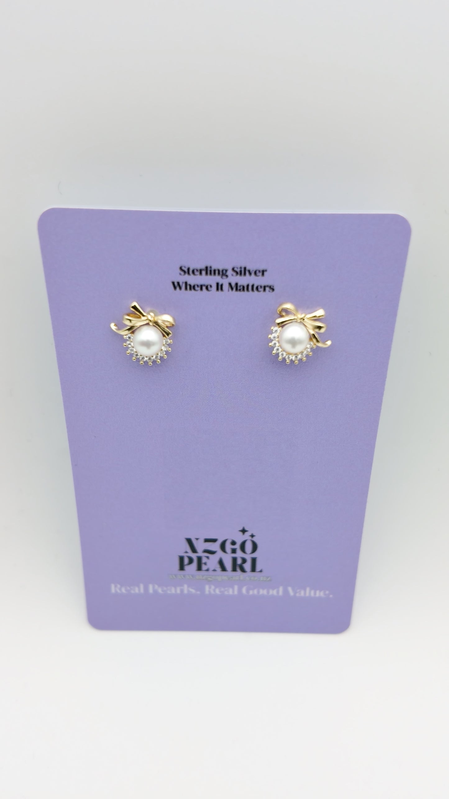 Bow-Tie Pearl Halo Studs