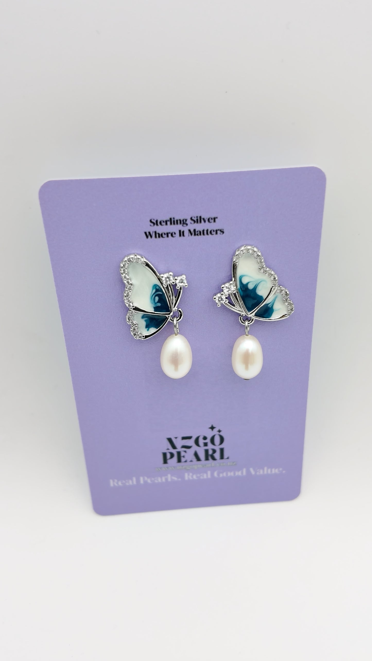 Butterfly Pearl Drop Earrings