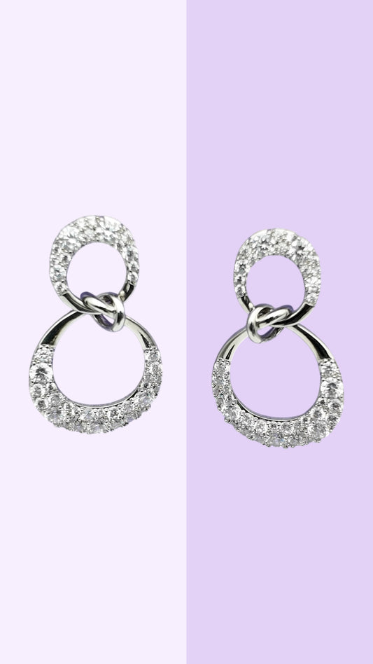 Double Halo Crystal Loop Earrings